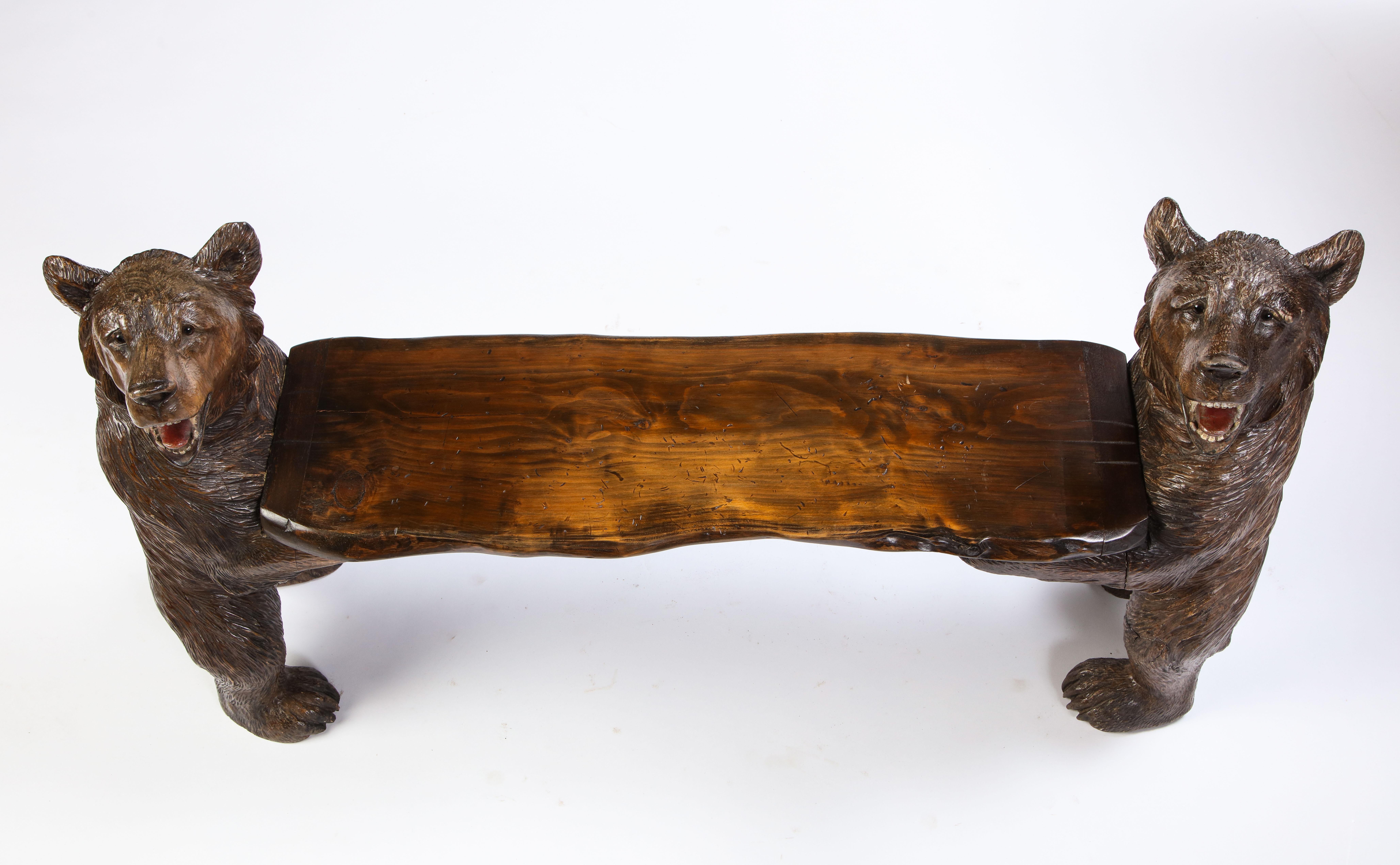 Swiss 'Black Forest' Small Bench, Early 20th Century 3