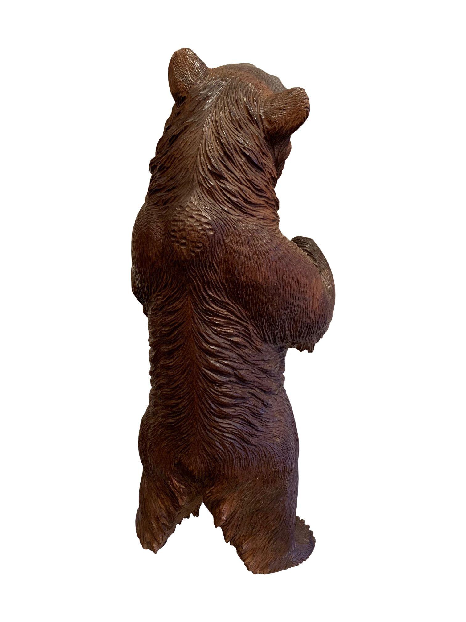 Early 20th Century Swiss Black Forest Standing Bear For Sale