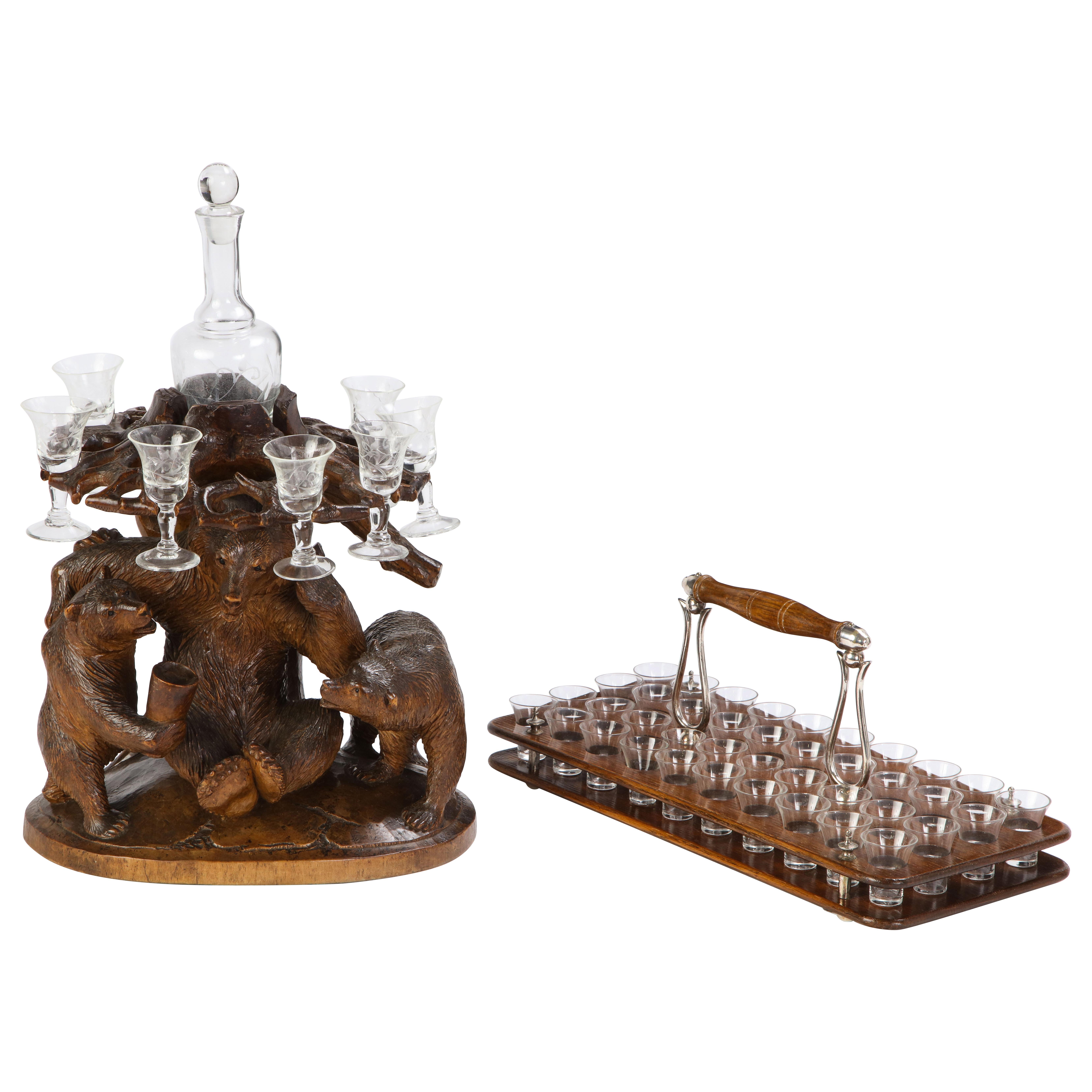 Swiss 'Black Forest' Tantalus Table, Early 20th Century