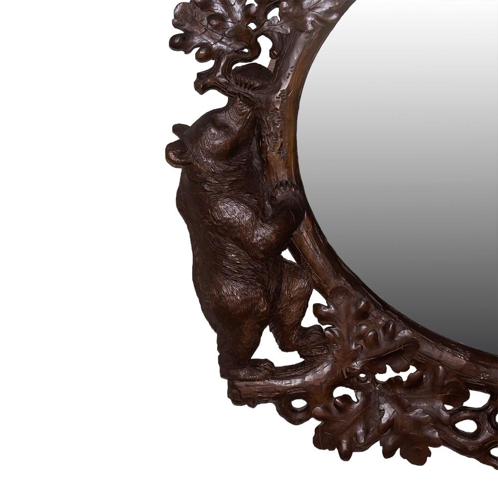 Swiss Black Forest Wall Hung Bear Mirror In Good Condition In Newark, England