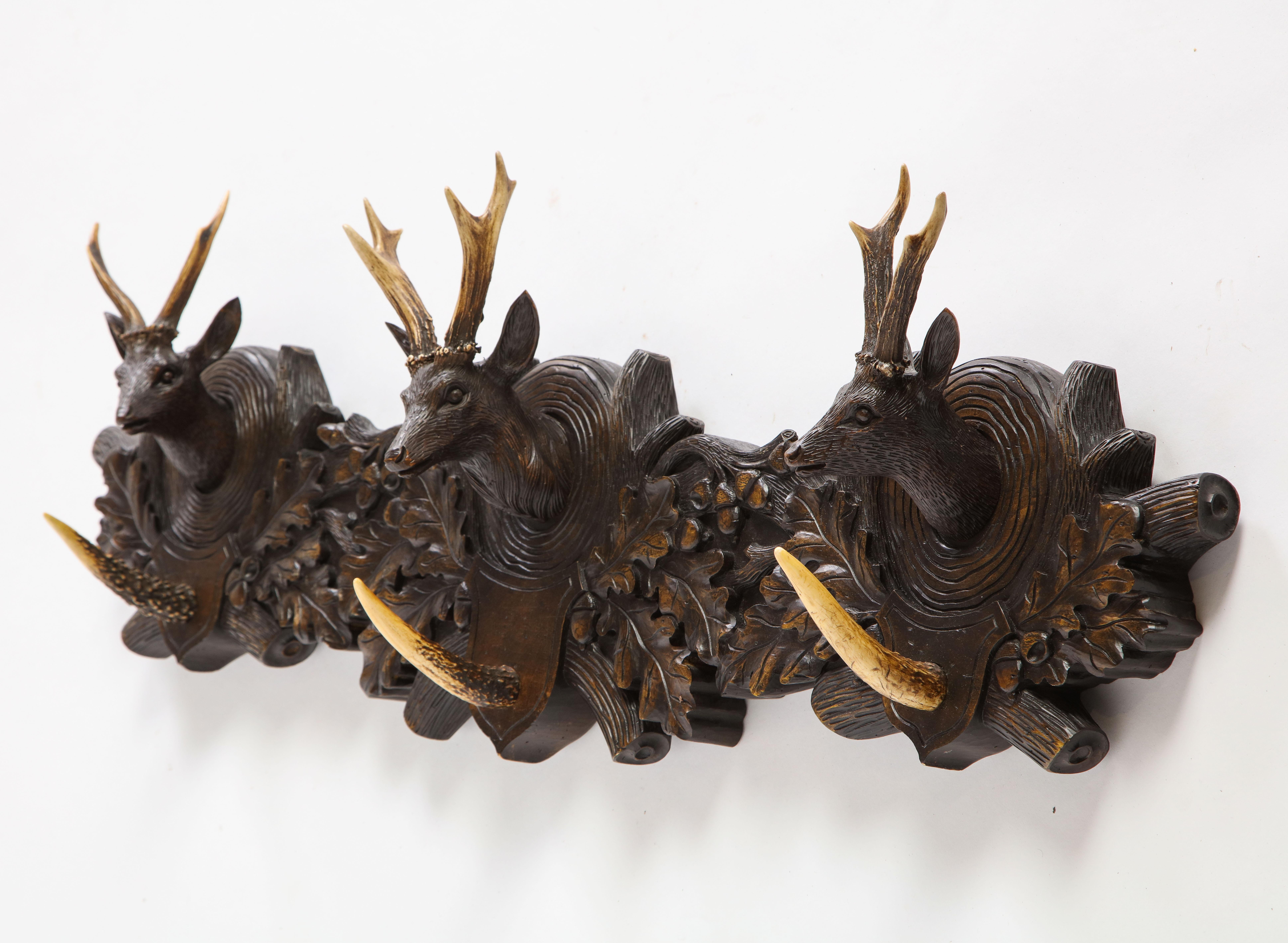 Swiss 'Black Forest' Wall-Mounted Stick Stand, Mid-20th Century 8