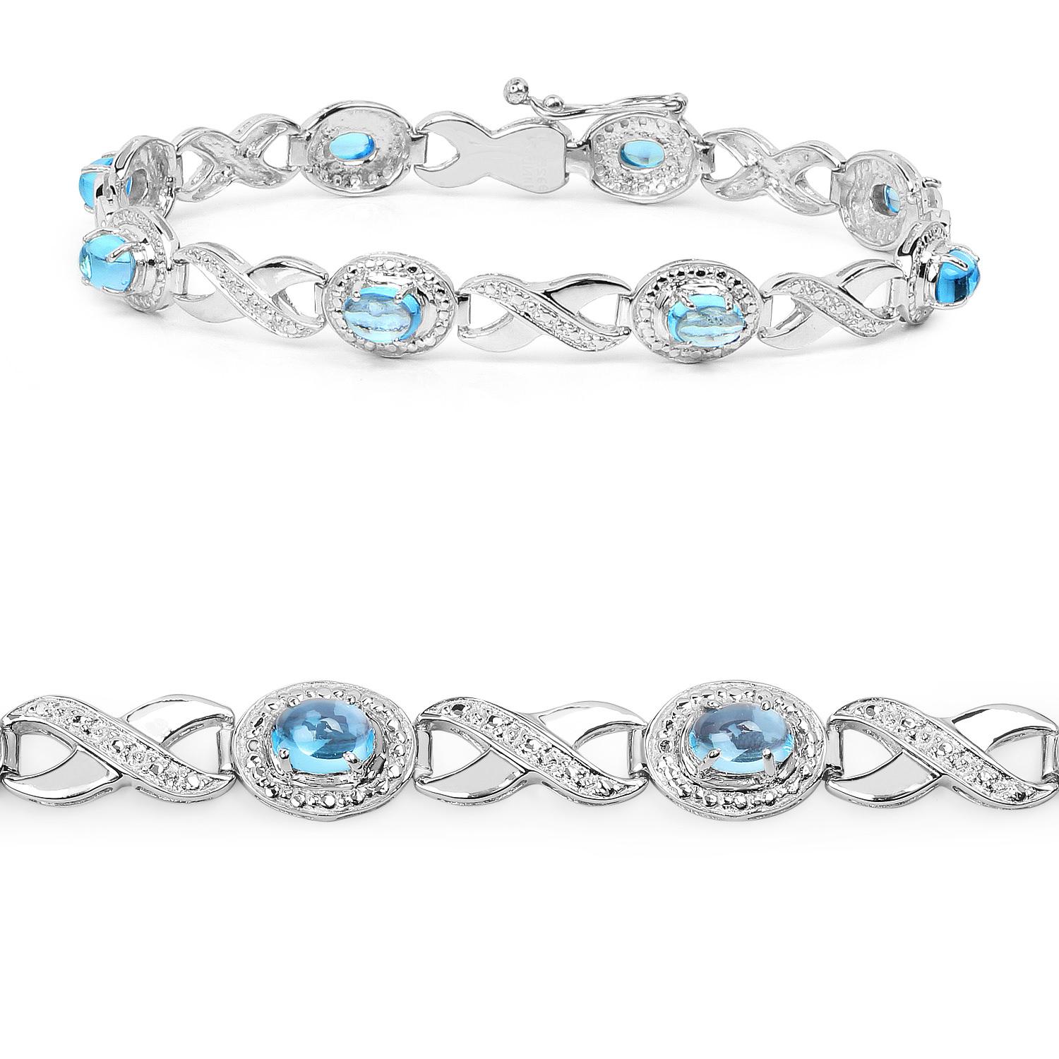Pulsera cruzada con cabujón de topacio azul suizo 5,5 quilates Plata Contemporáneo en venta