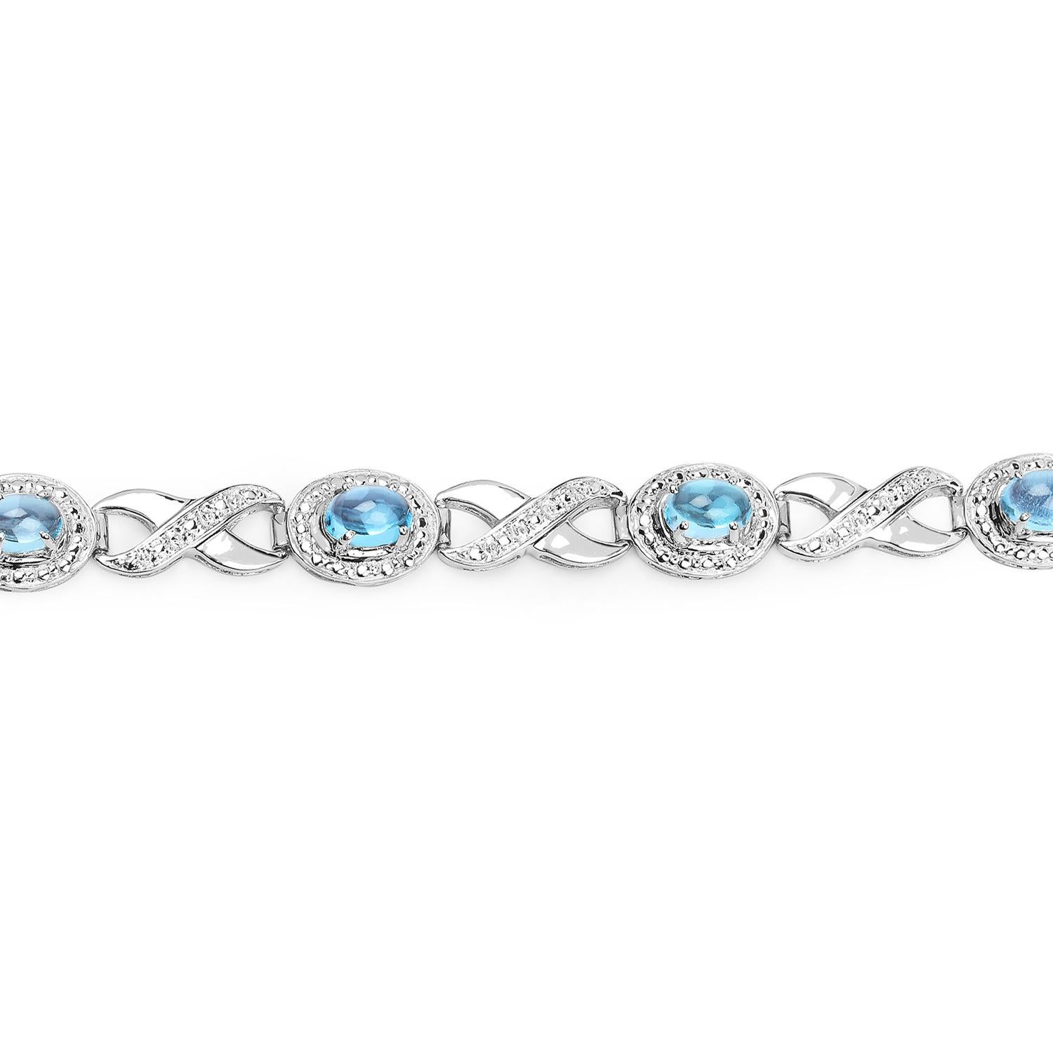 Pulsera cruzada con cabujón de topacio azul suizo 5,5 quilates Plata Corte cojín en venta