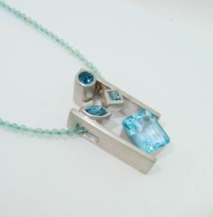 Swiss Blue London Blue Sky Blue Topaz and Apatite Necklace Fine Estate Jewelry