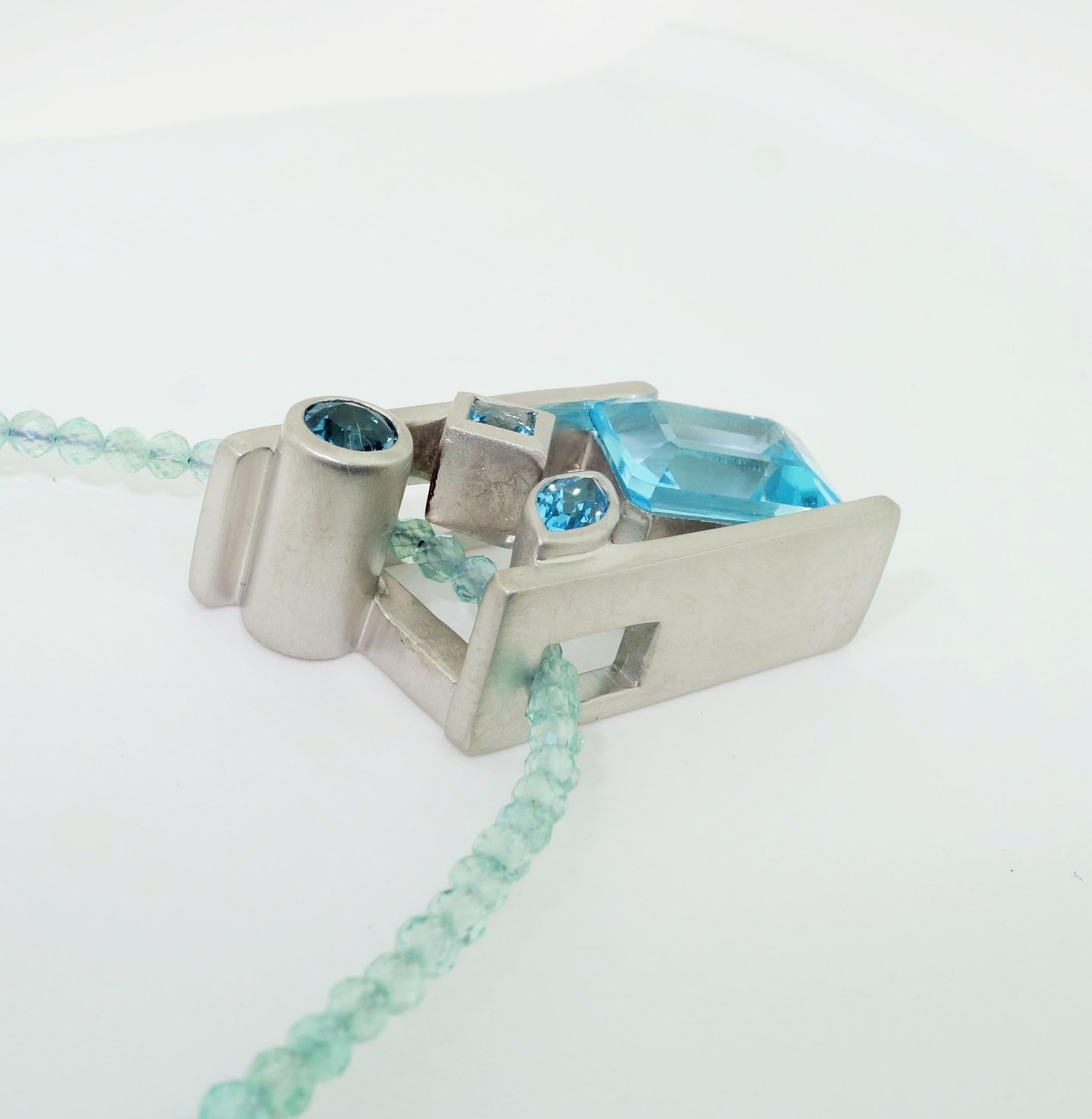 De las mujeres Collar de Topacio Azul Suizo y Apatita Azul de Londres Fine Estate Jewelry en venta