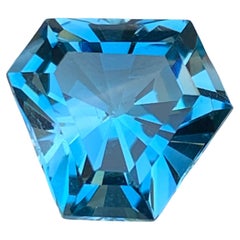 Swiss Blue Natural Topaz Ring Lose Edelstein 6,45 Karat Hexagon Schliff für Schmuck