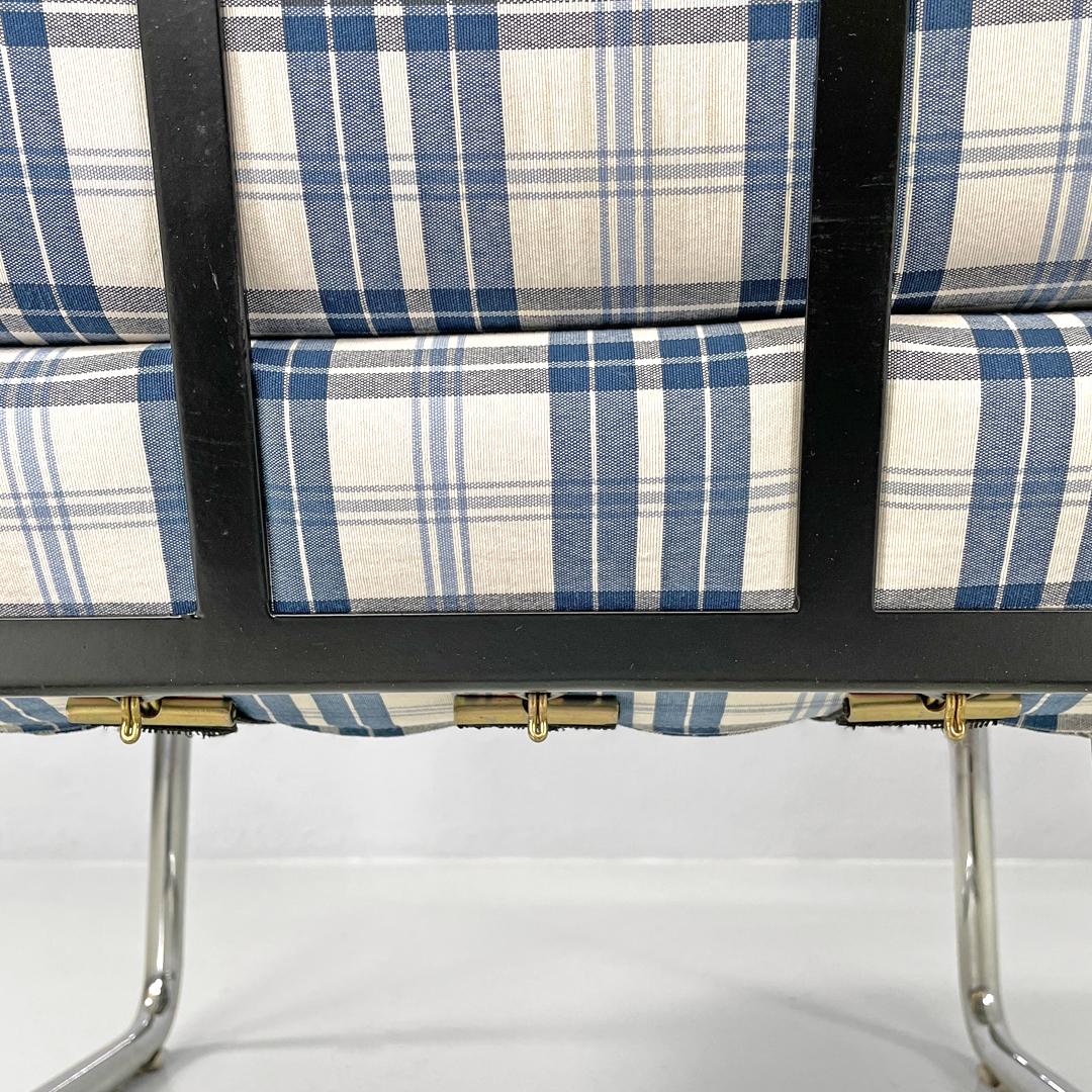Swiss blue tartan and white armchair 1435 by Werner Max Moser for Embru, 2000s For Sale 12