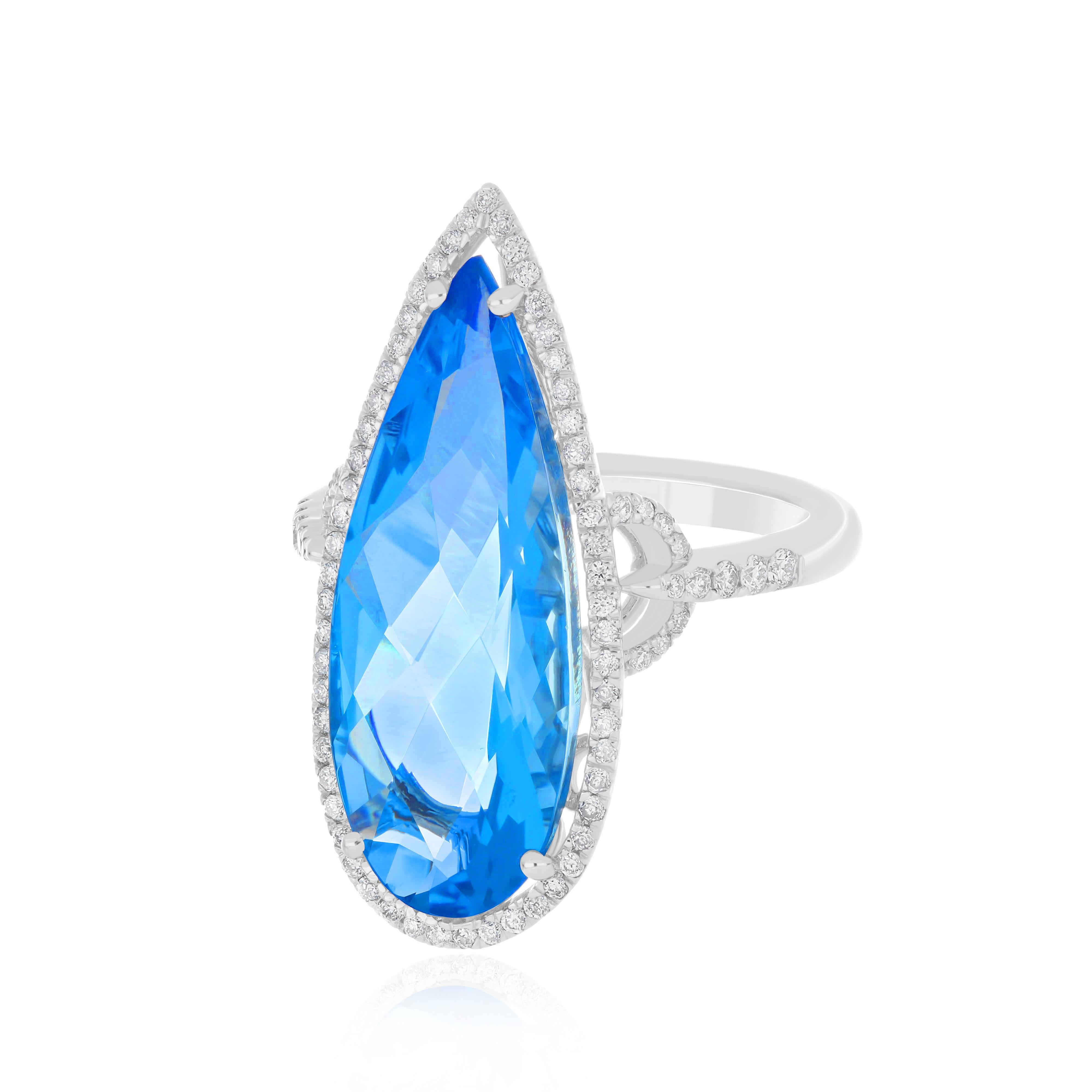 For Sale:  Swiss Blue Topaz and Diamond 14karat White Gold Anniversary Gift Beautifull Ring 3