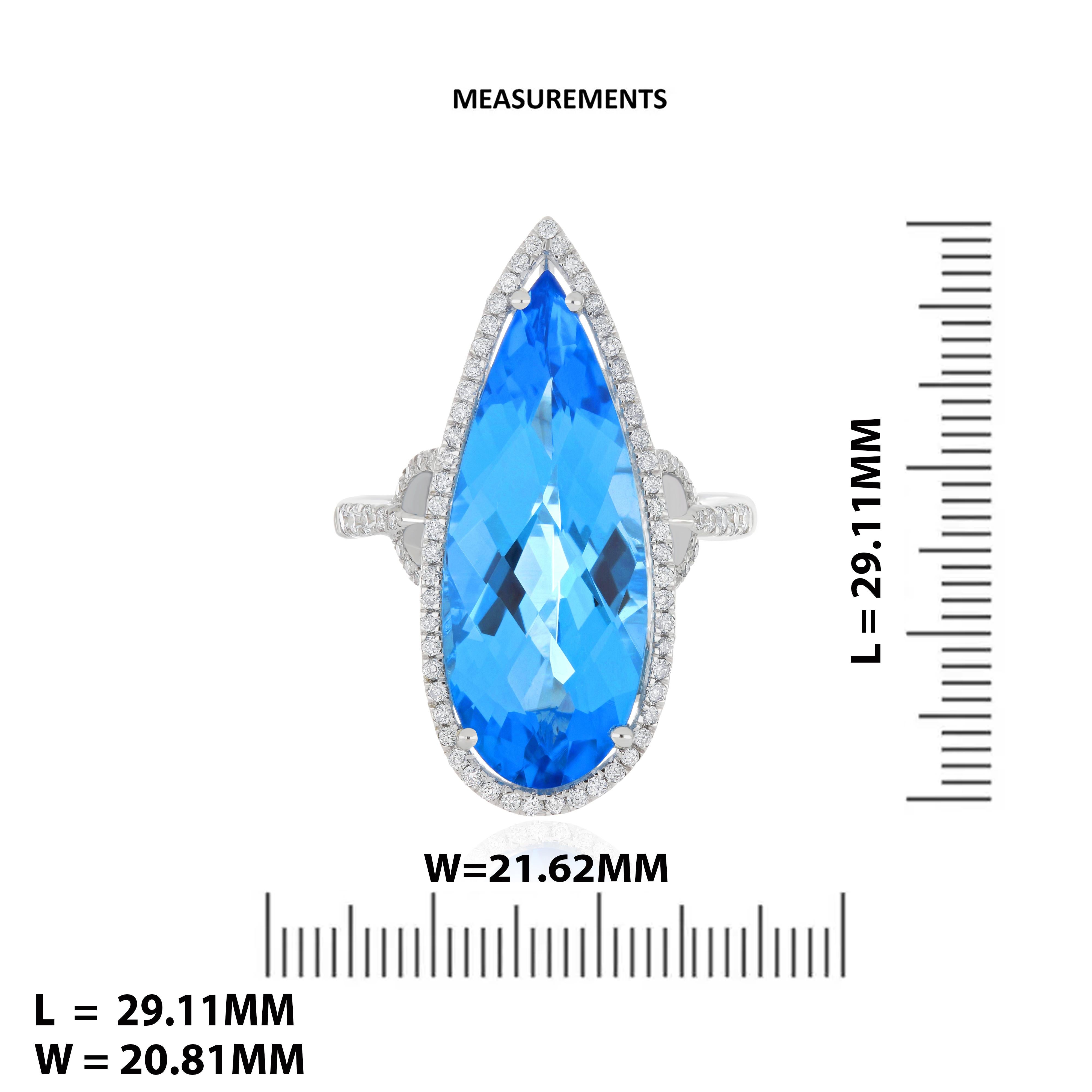 For Sale:  Swiss Blue Topaz and Diamond 14karat White Gold Anniversary Gift Beautifull Ring 6