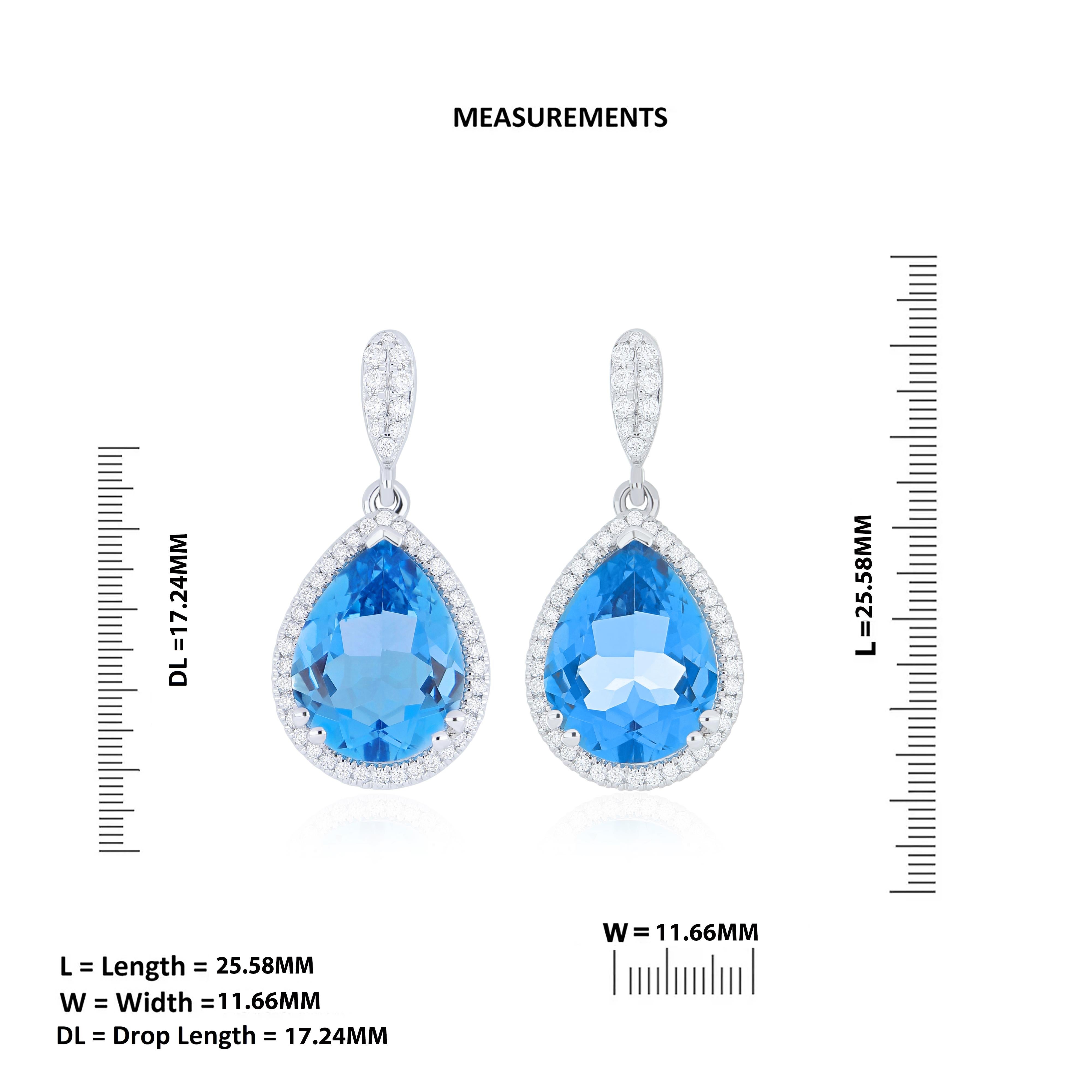 En vente :  Bague, boucles d'oreilles et pendentifs en or blanc 18 carats avec topaze bleue suisse et diamants 4