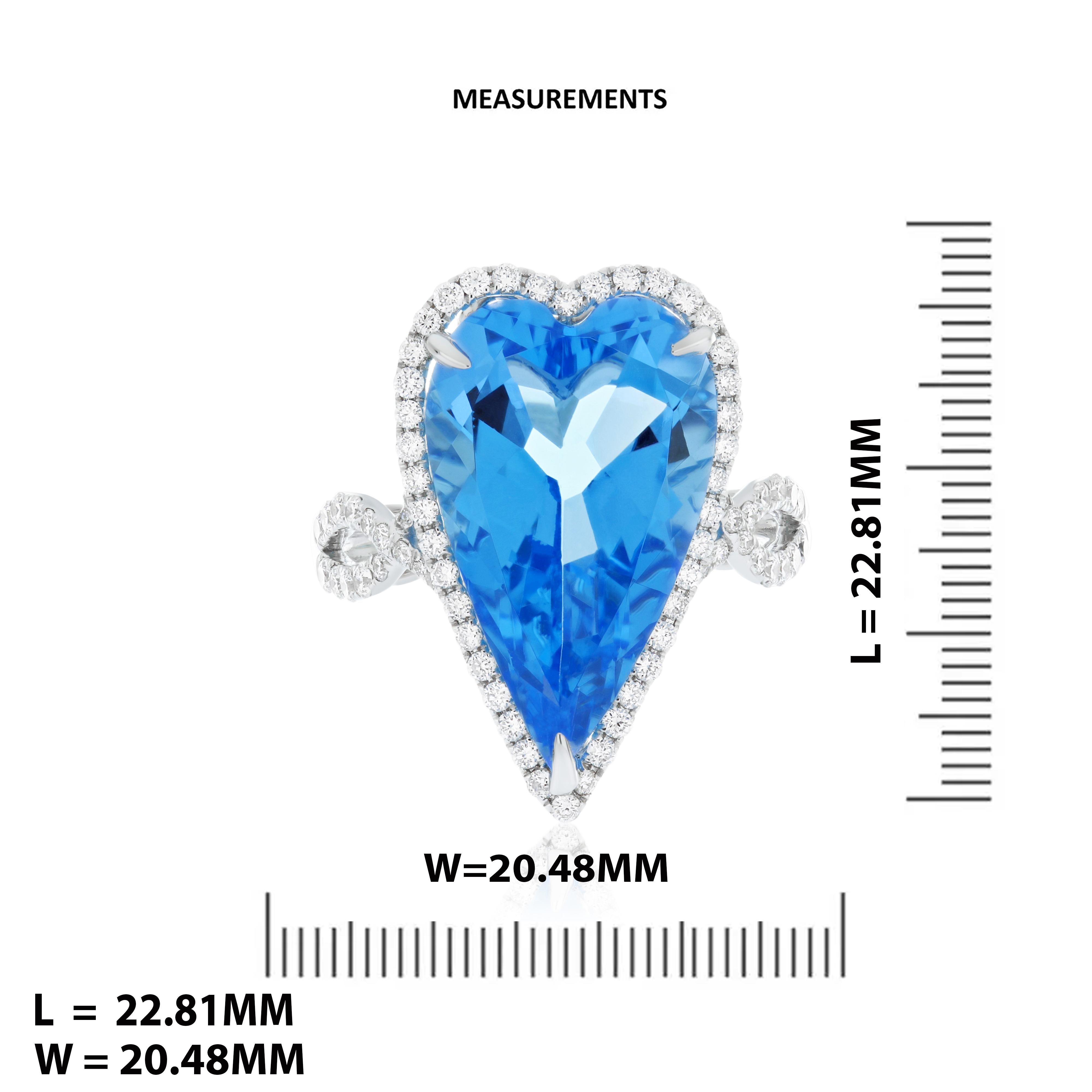 Swiss Blue Topaz, Citrine & Diamond Ring Earring & Pendant Set in 14k Whtie Gold For Sale 7