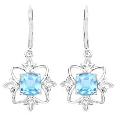 Pendants d'oreilles en argent rhodié plaqué bleu suisse de 5,3 carats