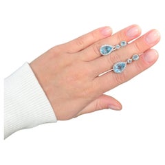 Swiss Blue Topaz Dangle Earrings With White Topaz 9.46 Carats