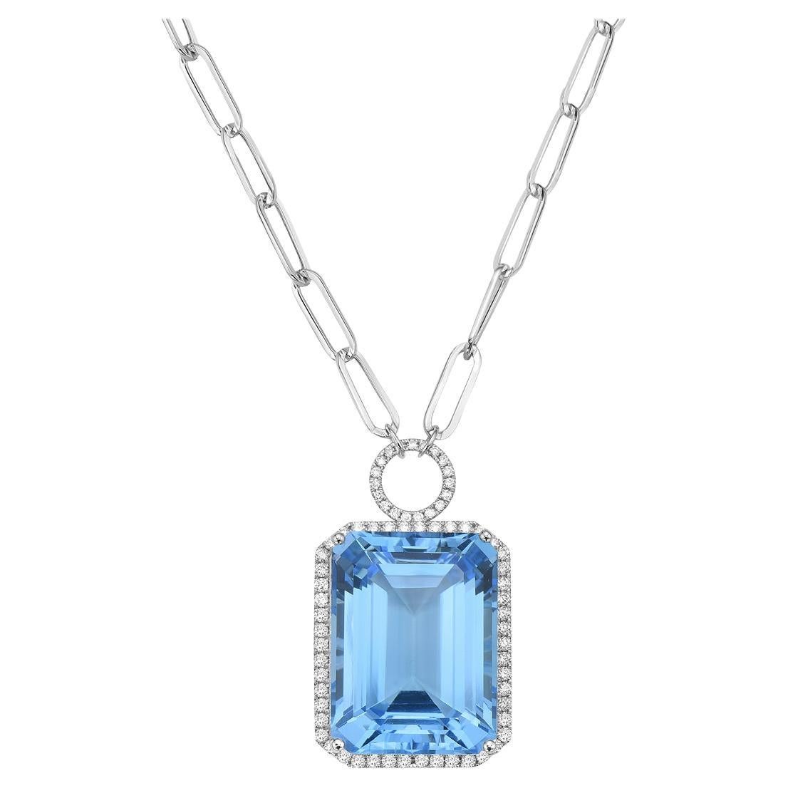 Swiss Blue Topaz Diamond Necklace