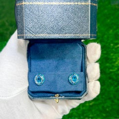 Swiss Blue Topaz Earrings 2.88 Carats Sterling Silver