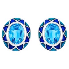 Swiss Blue Topaz Earrings 2.88 Carats Sterling Silver