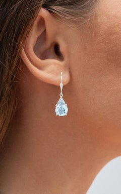Swiss Blue Topaz Earrings 7.5 Carats Sterling Silver