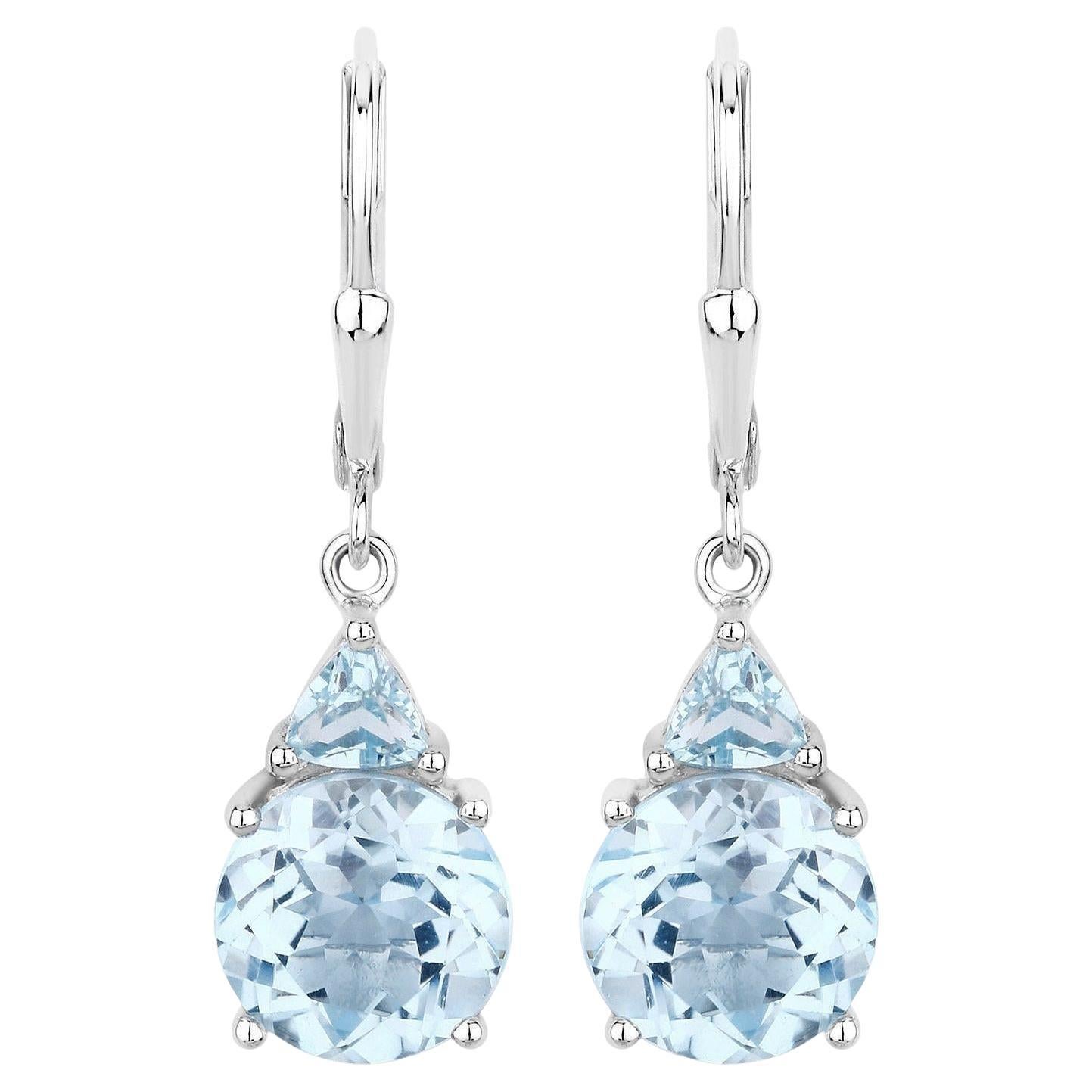 Pendientes de topacio azul suizo 7,5 quilates Plata de Ley