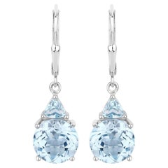 Swiss Blue Topaz Earrings 7.5 Carats Sterling Silver