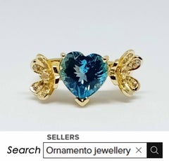 Swiss blue topaz heart ring ( 4.06cts) silver in 18k gold plated.