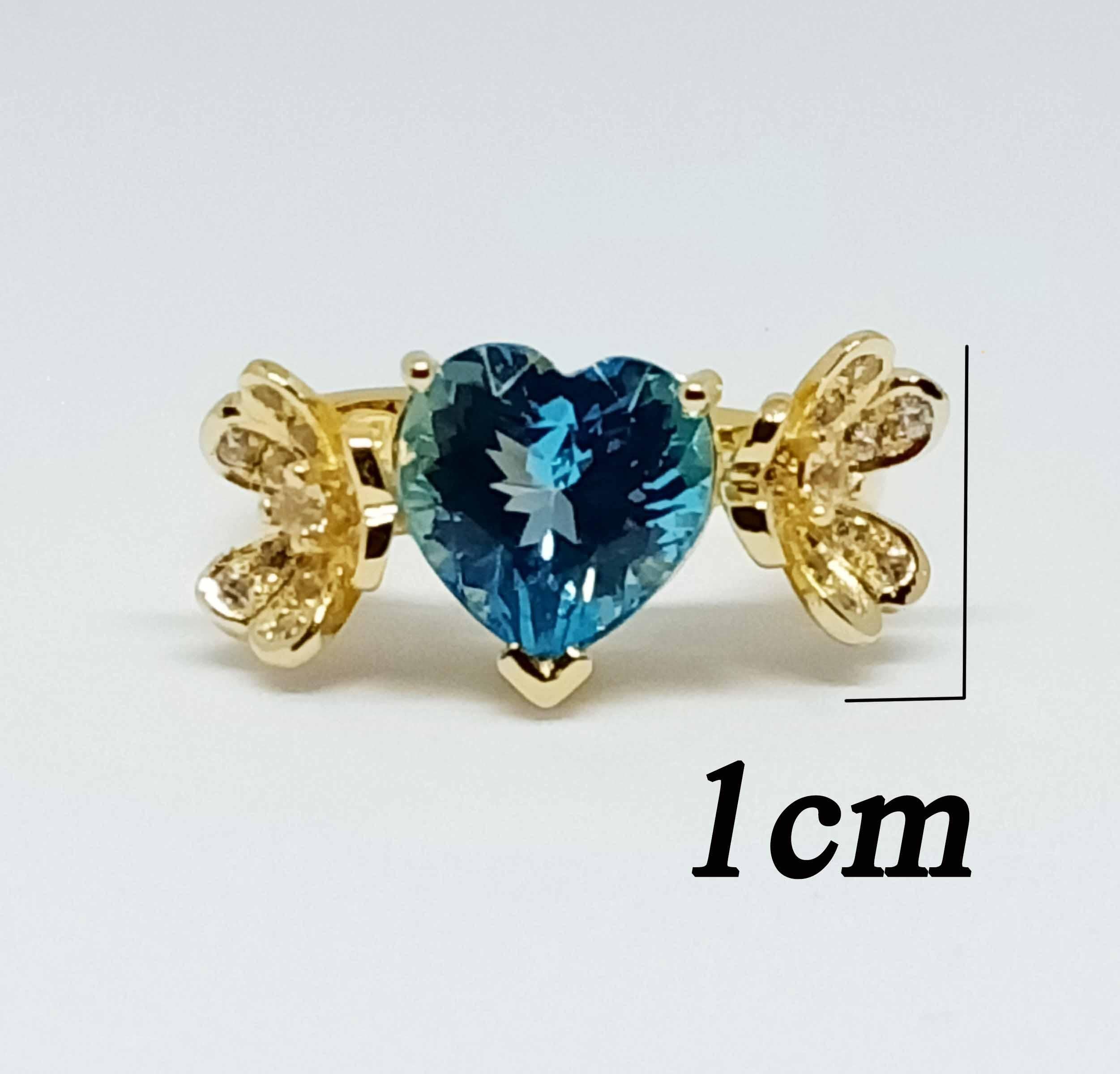 18k gold-plated heart-shaped topaz ring