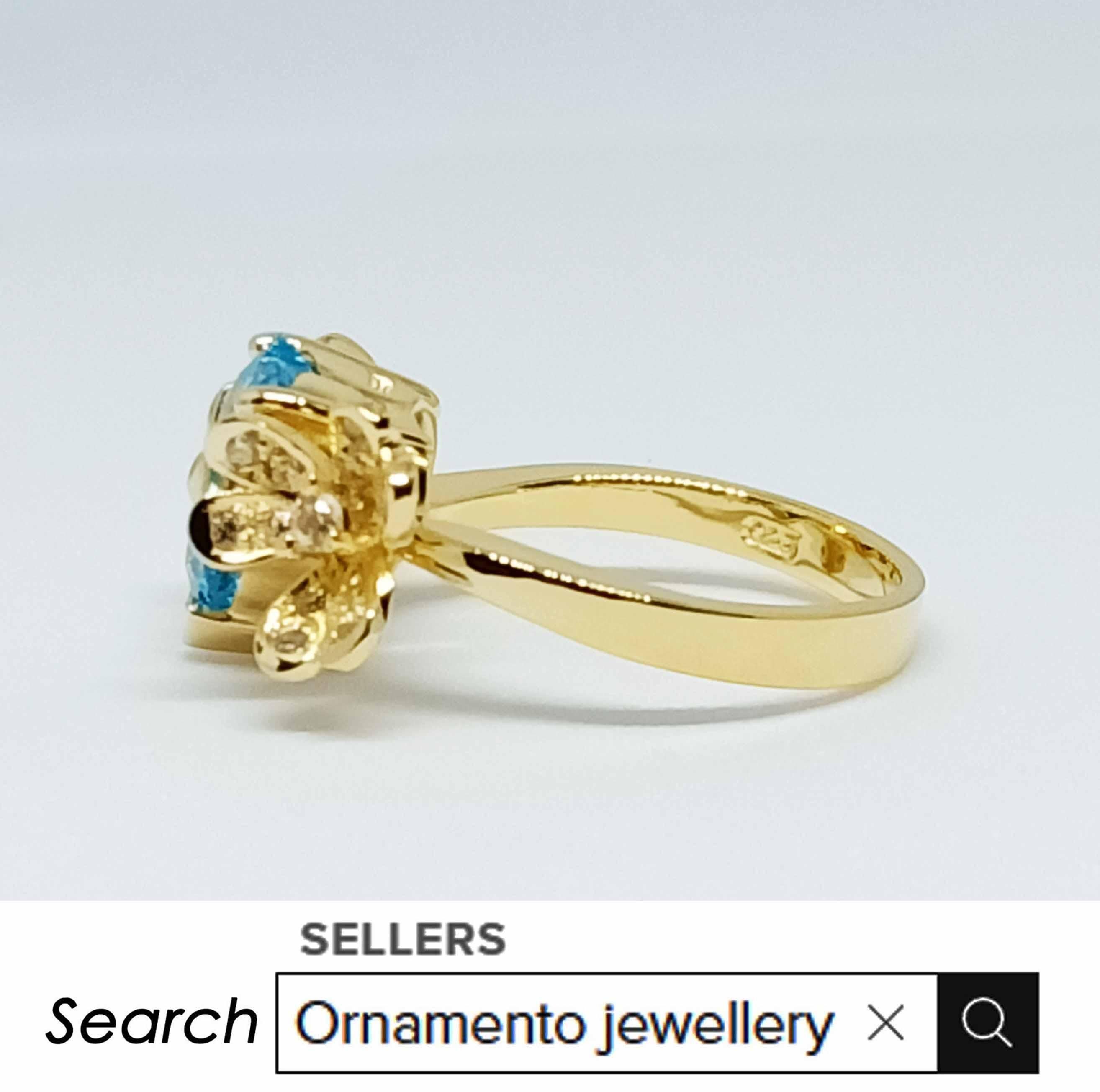 Classical Roman Swiss blue topaz heart ring ( 4.06cts) silver in 18k gold plated. For Sale