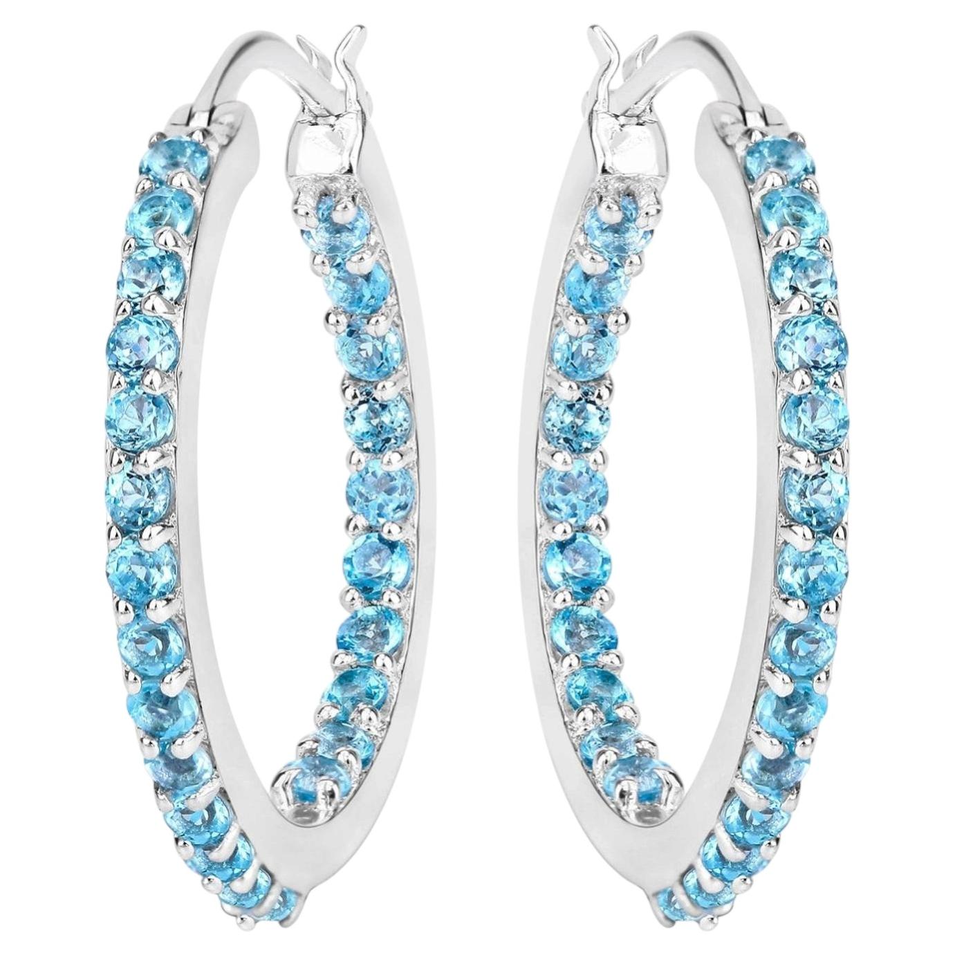 Schweizer Blautopas-Ohrringe 1,72 Karat Sterling Silber