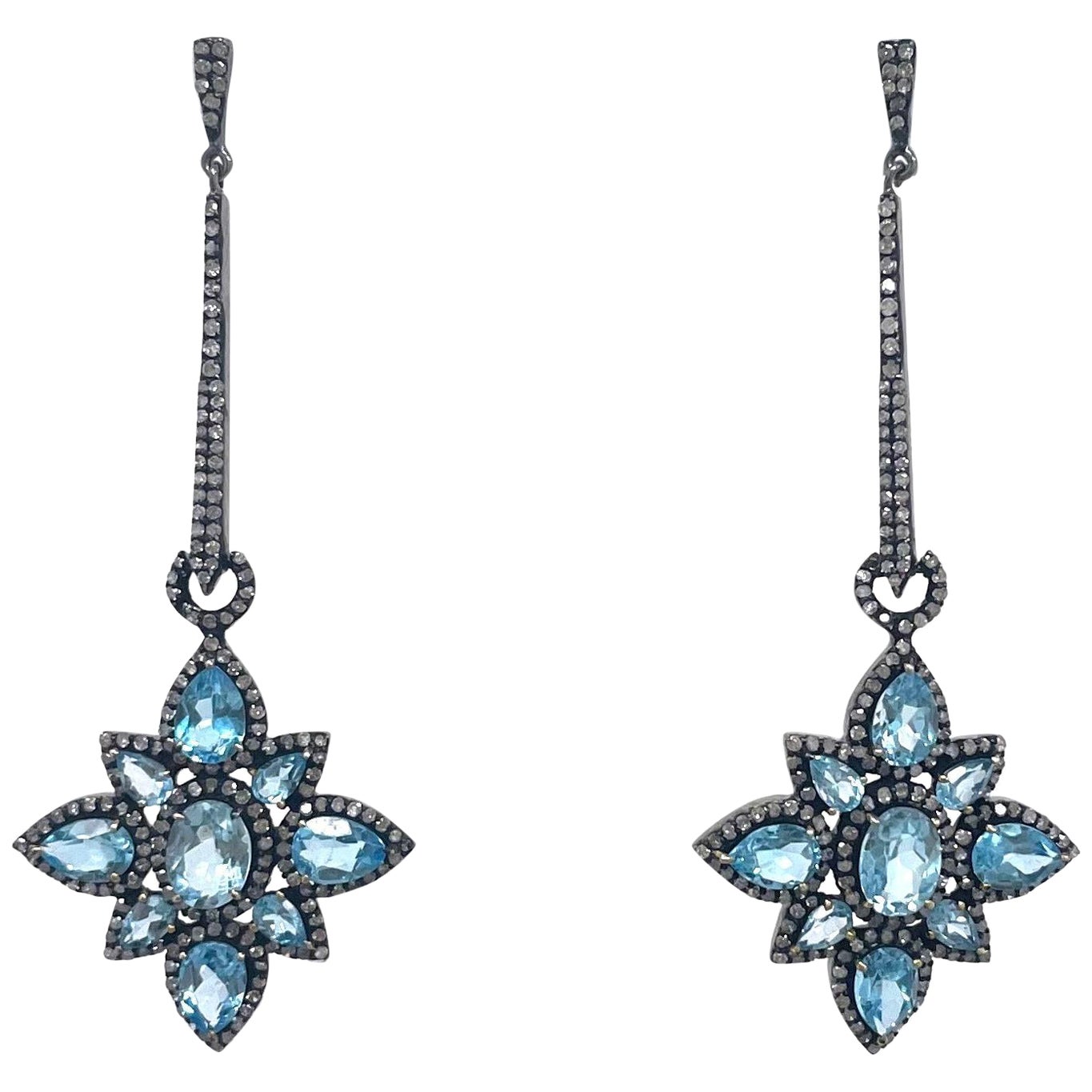 Schweizer Blauer Topas Pavé-Diamanten Paradizia-Ohrringe