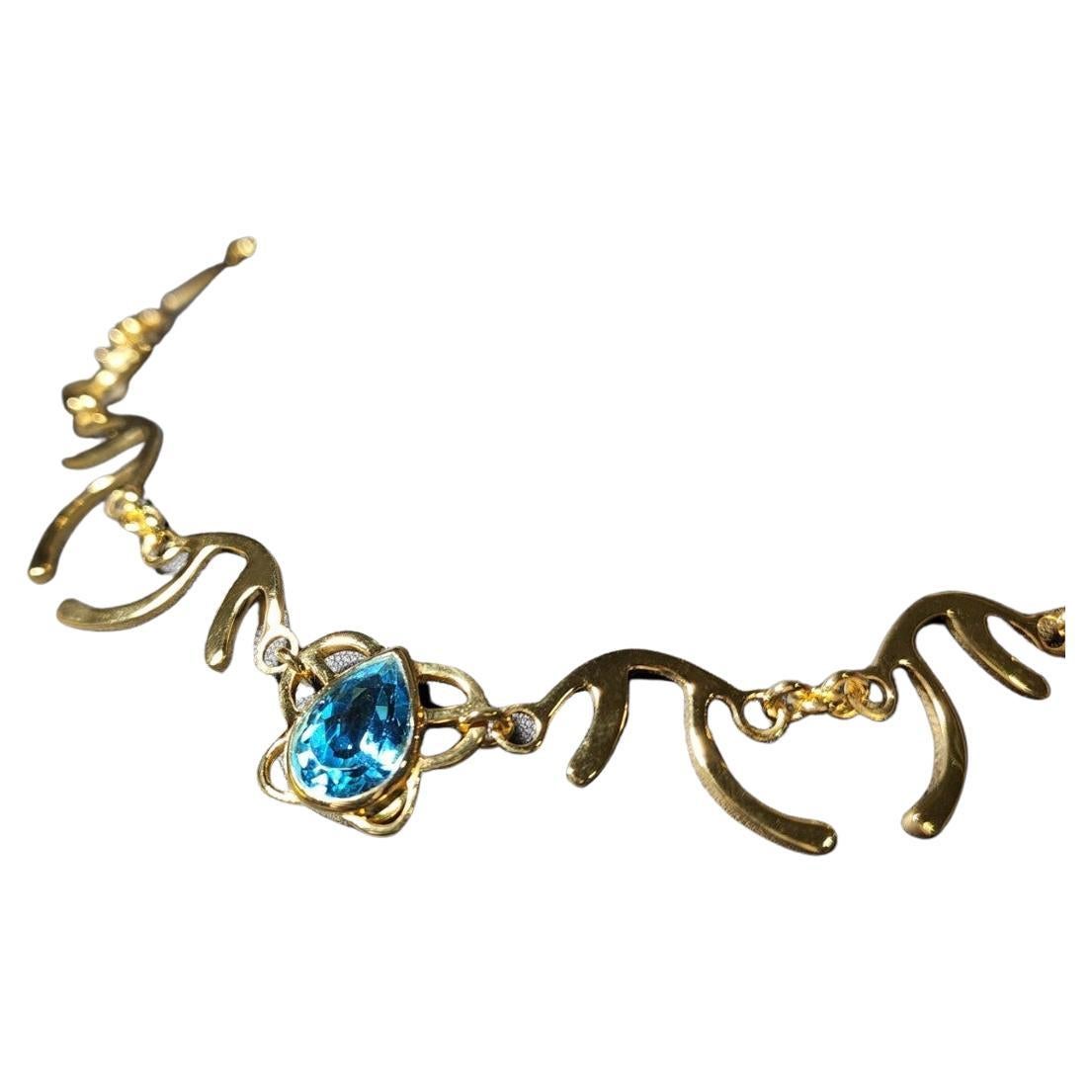 Swiss Blue Topaz Pendant  Necklace with Unique Blue Butterfly Style For Sale