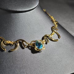 Swiss Blue Topaz Pendant  Necklace with Unique Blue Butterfly Style