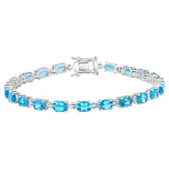 Pulsera de tenis de topacio azul suizo 10,7 quilates Plata de ley