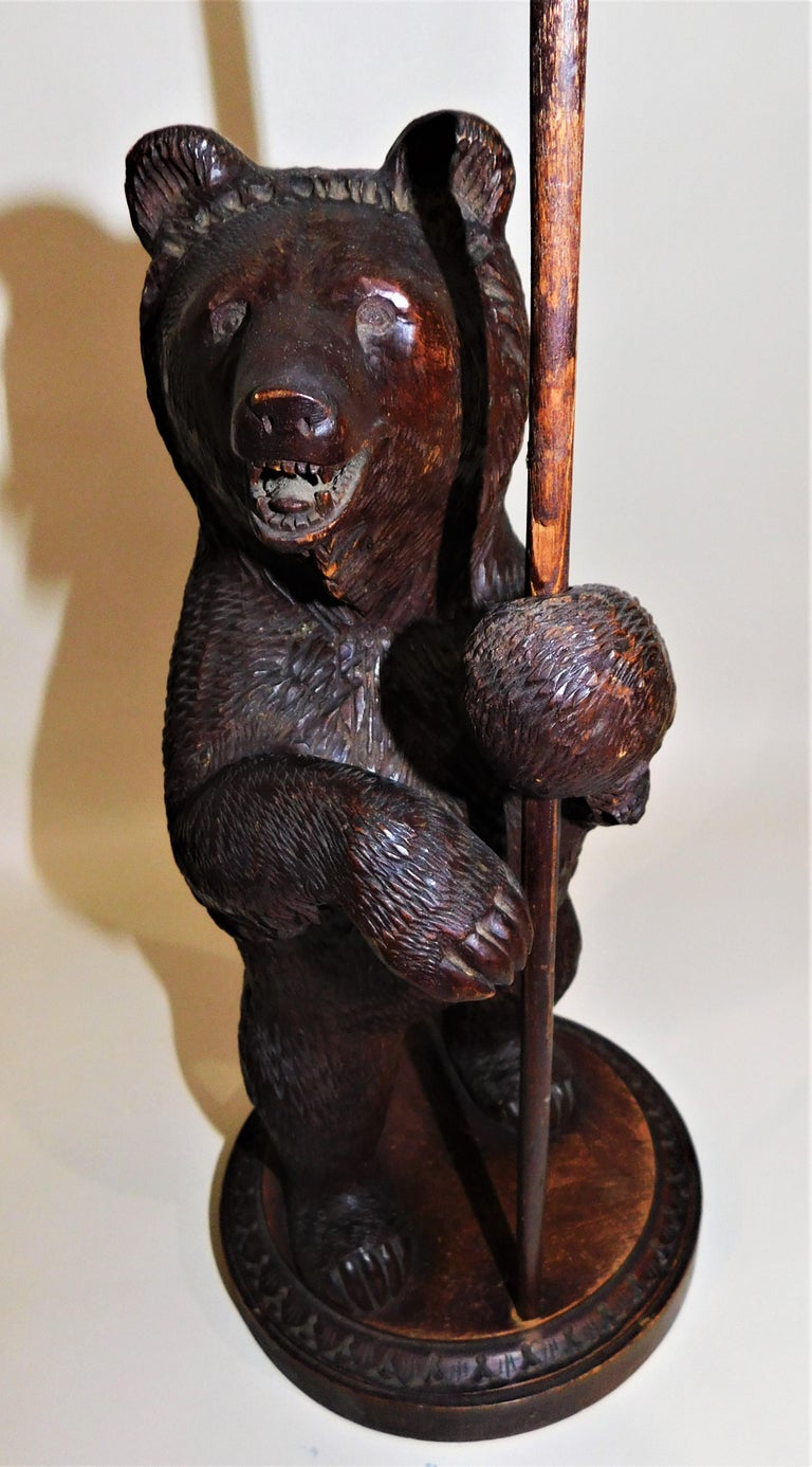 Swiss Brienz Black Forest HandCarved Wood Candle Holder For Sale at