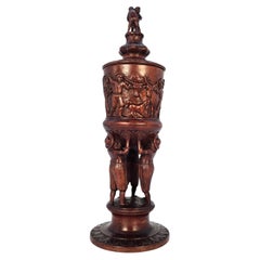 Swiss Brienz carved walnut lidded chalice, circa 1880