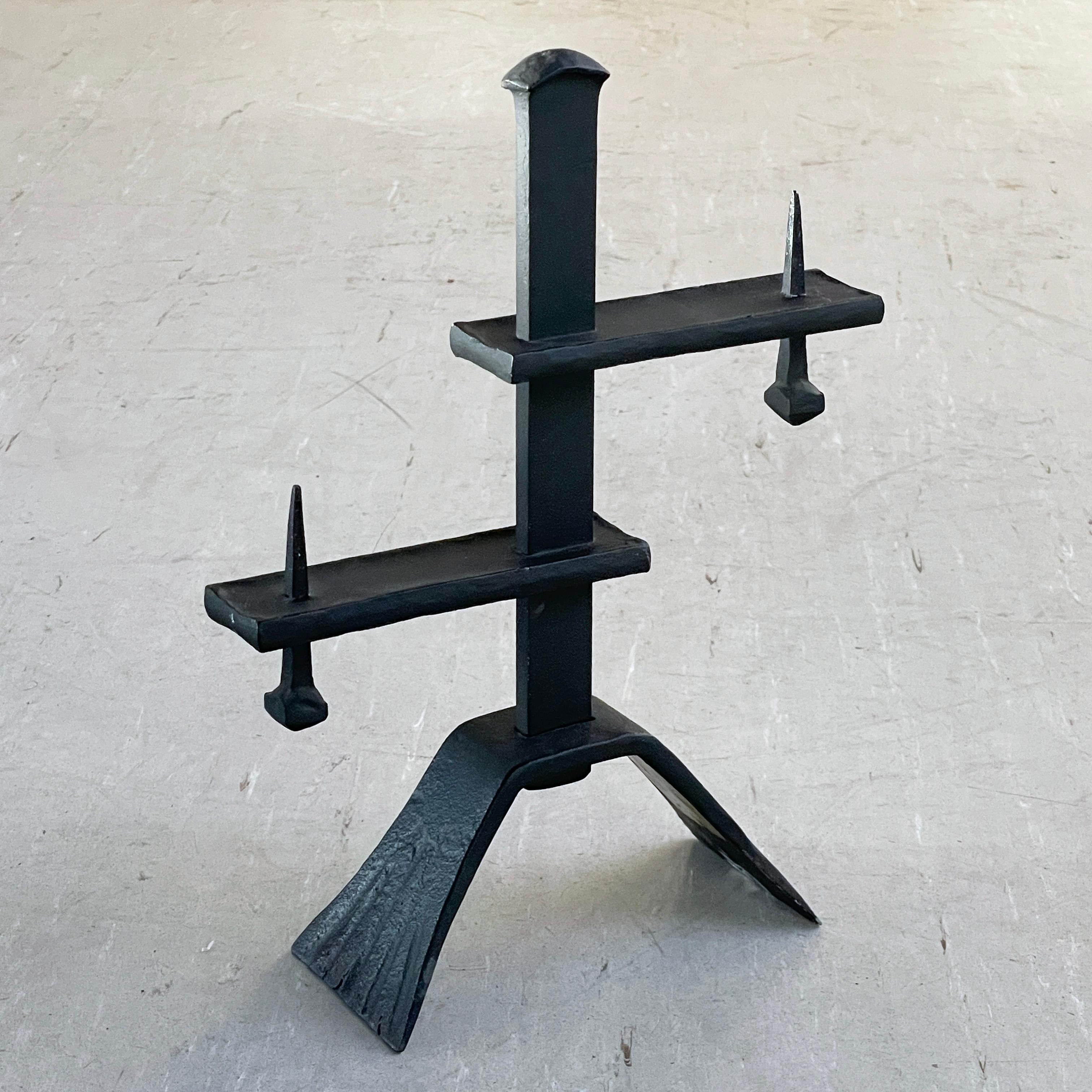 Swiss Brutalist wrought iron Candle Holder For Sale 4