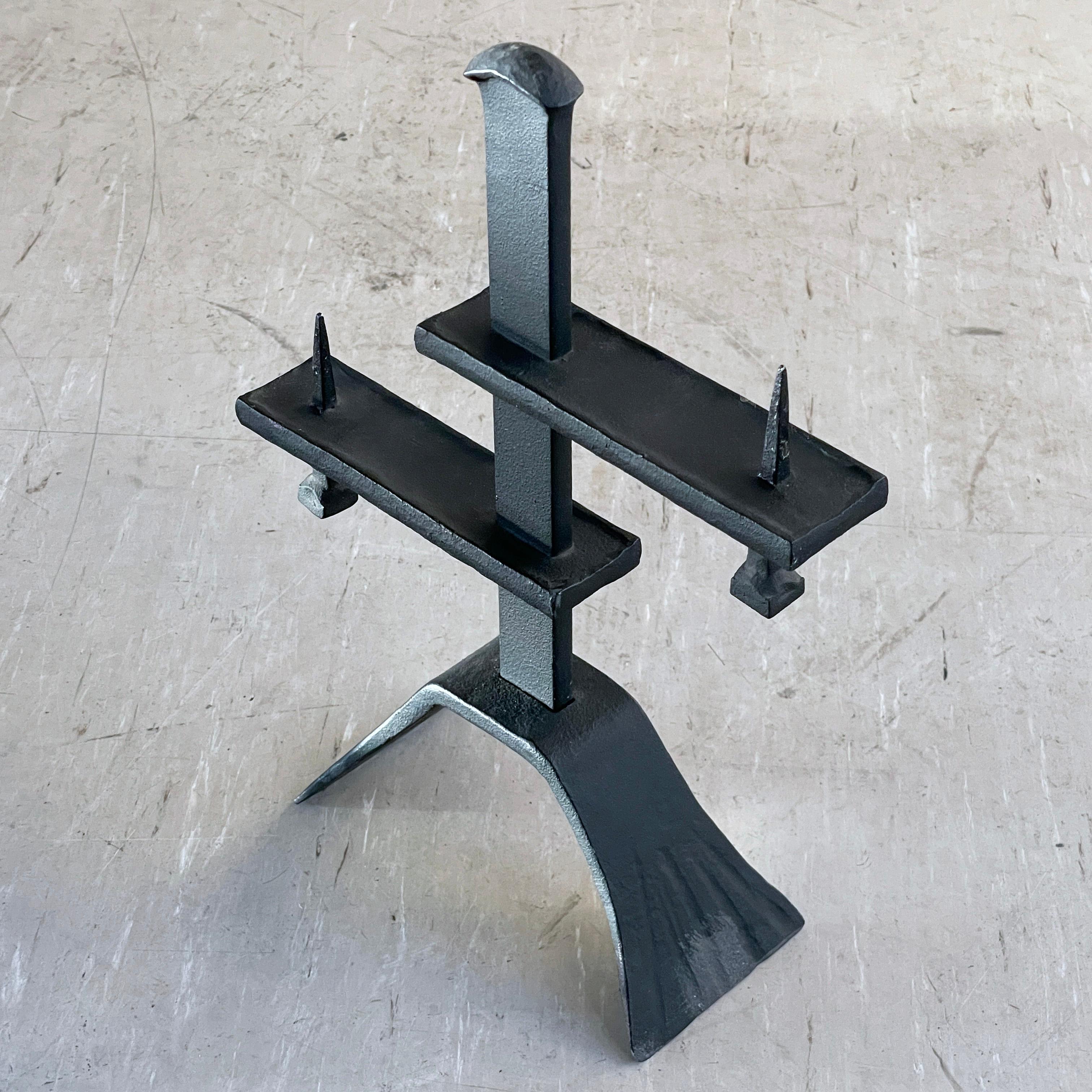 Swiss Brutalist wrought iron Candle Holder For Sale 5