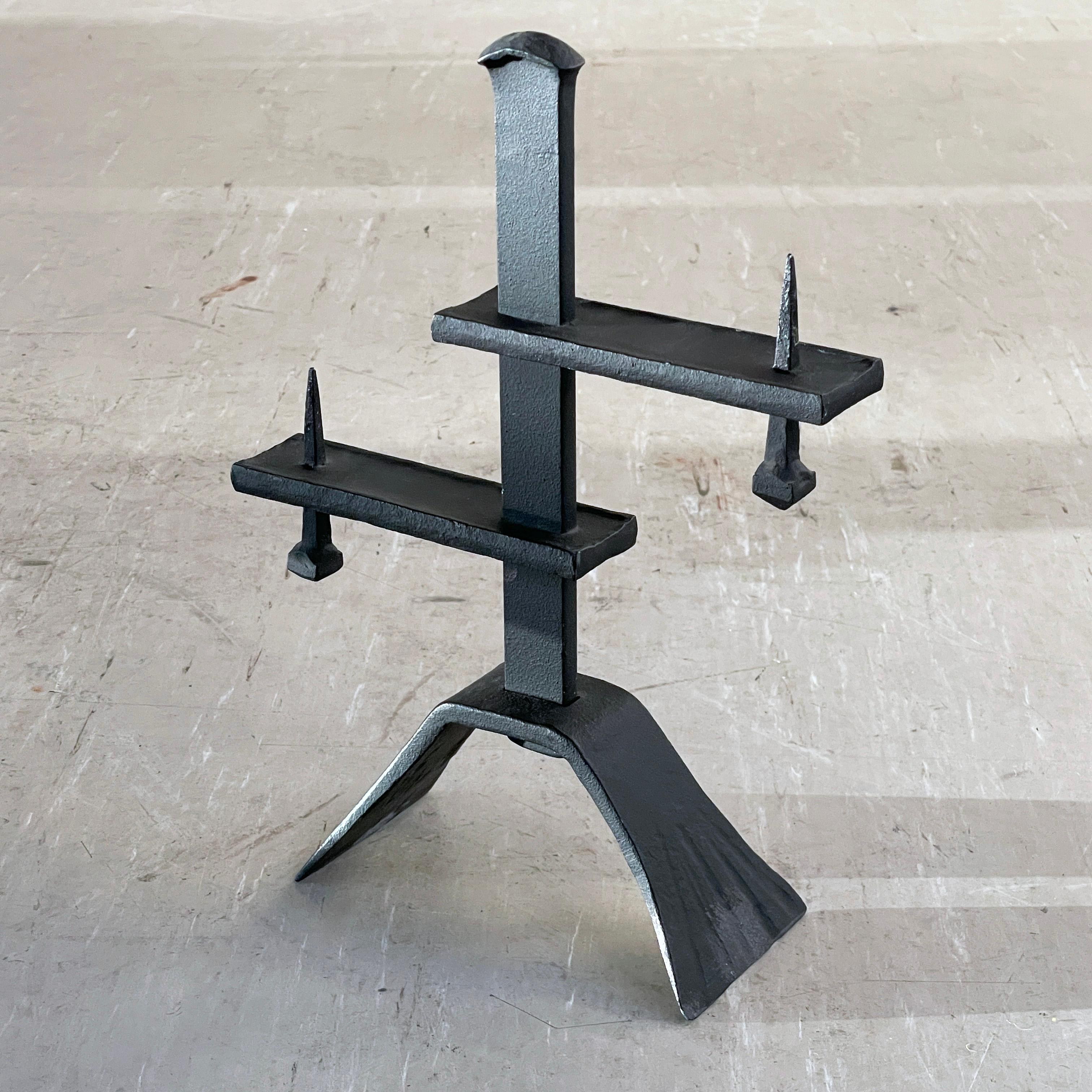 Swiss Brutalist wrought iron Candle Holder For Sale 6