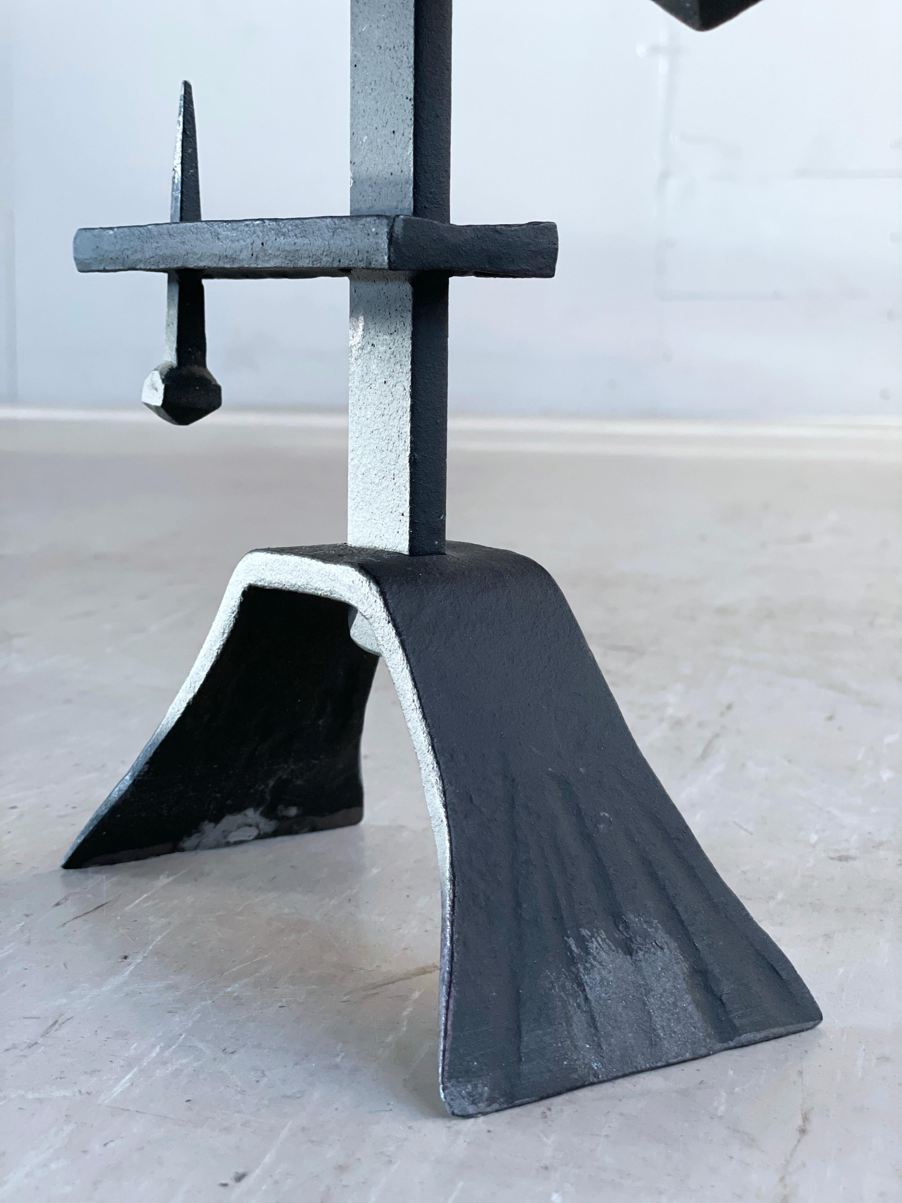 Mid-20th Century Swiss Brutalist wrought iron Candle Holder For Sale