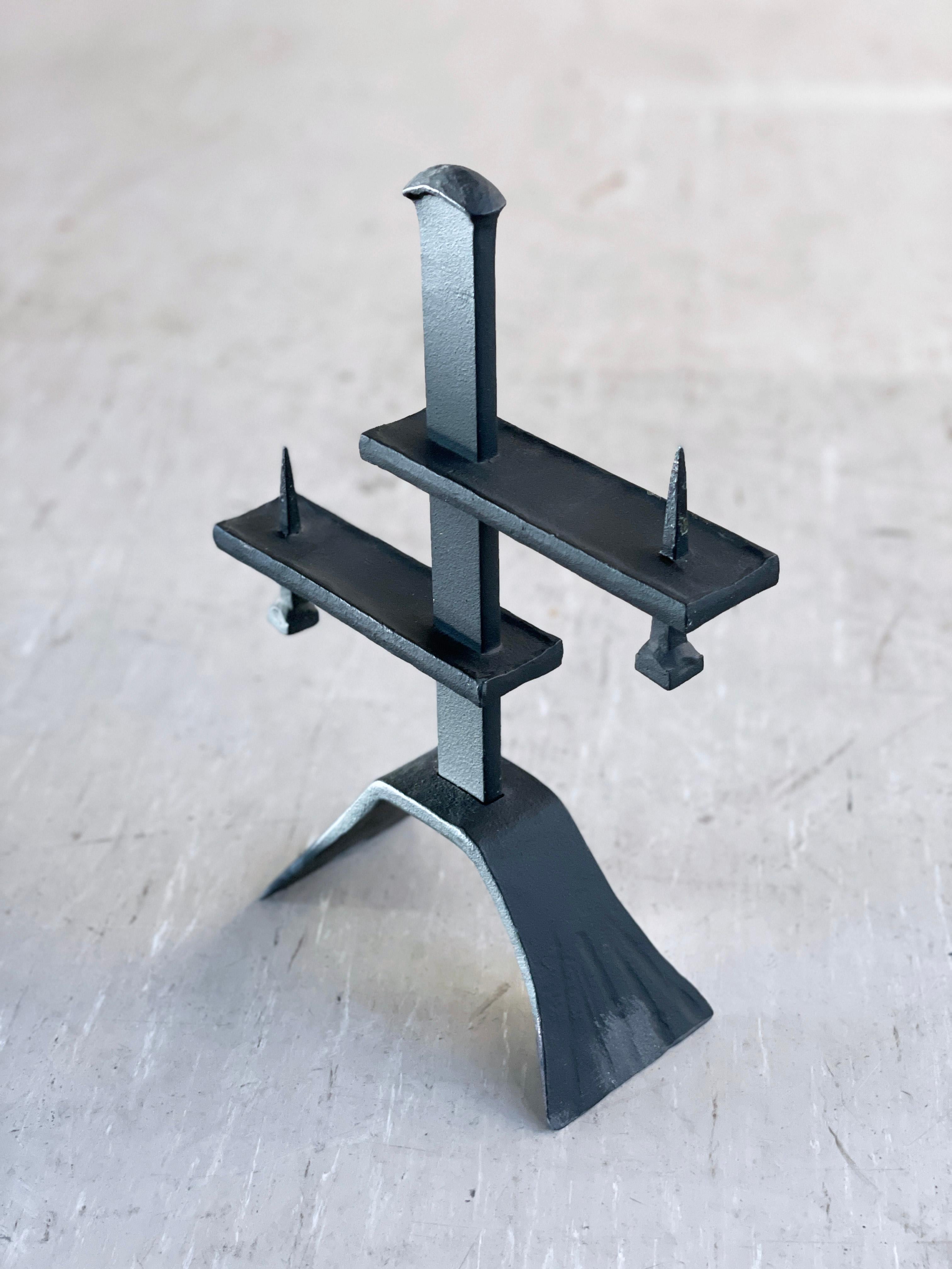 Swiss Brutalist wrought iron Candle Holder For Sale 2