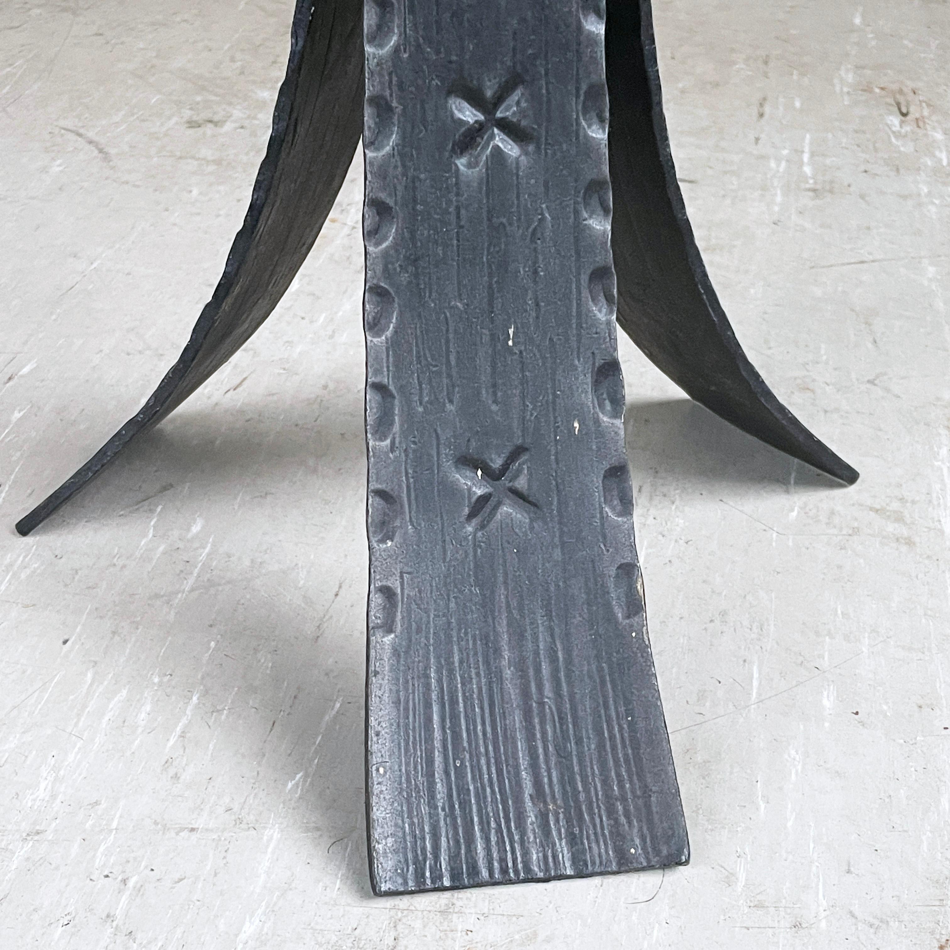 Swiss Brutalist floor standing wrought iron Candle Holder For Sale 4
