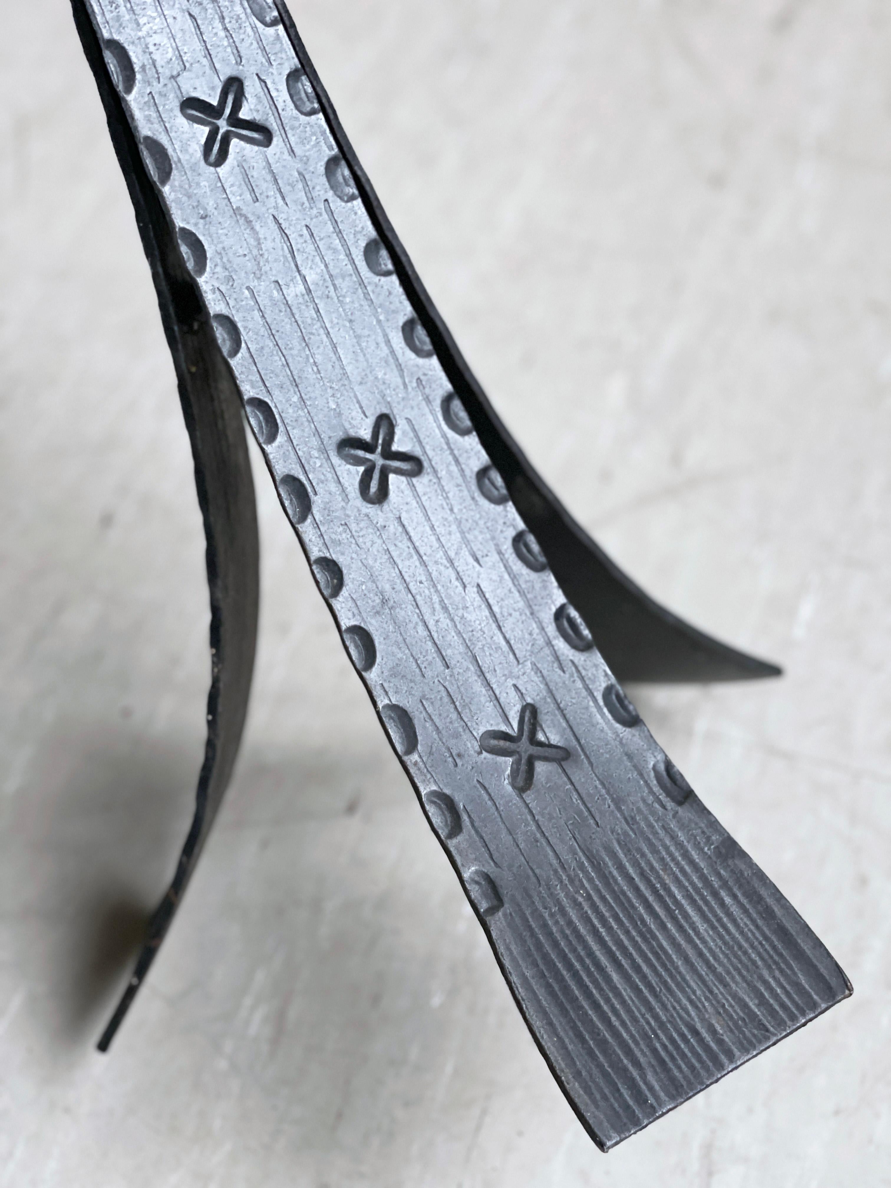 Swiss Brutalist floor standing wrought iron Candle Holder For Sale 8