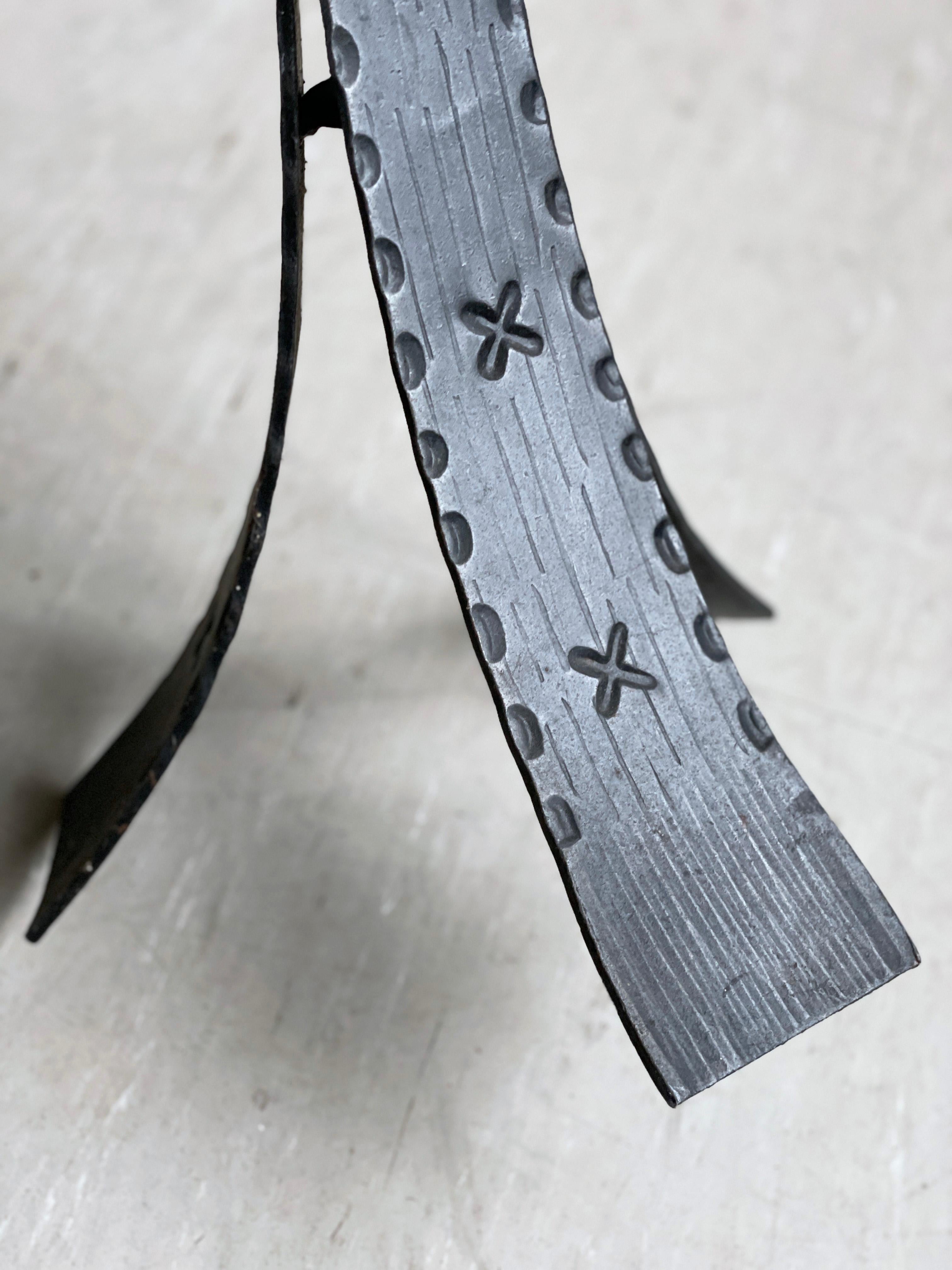 Swiss Brutalist floor standing wrought iron Candle Holder In Good Condition For Sale In Bern, CH