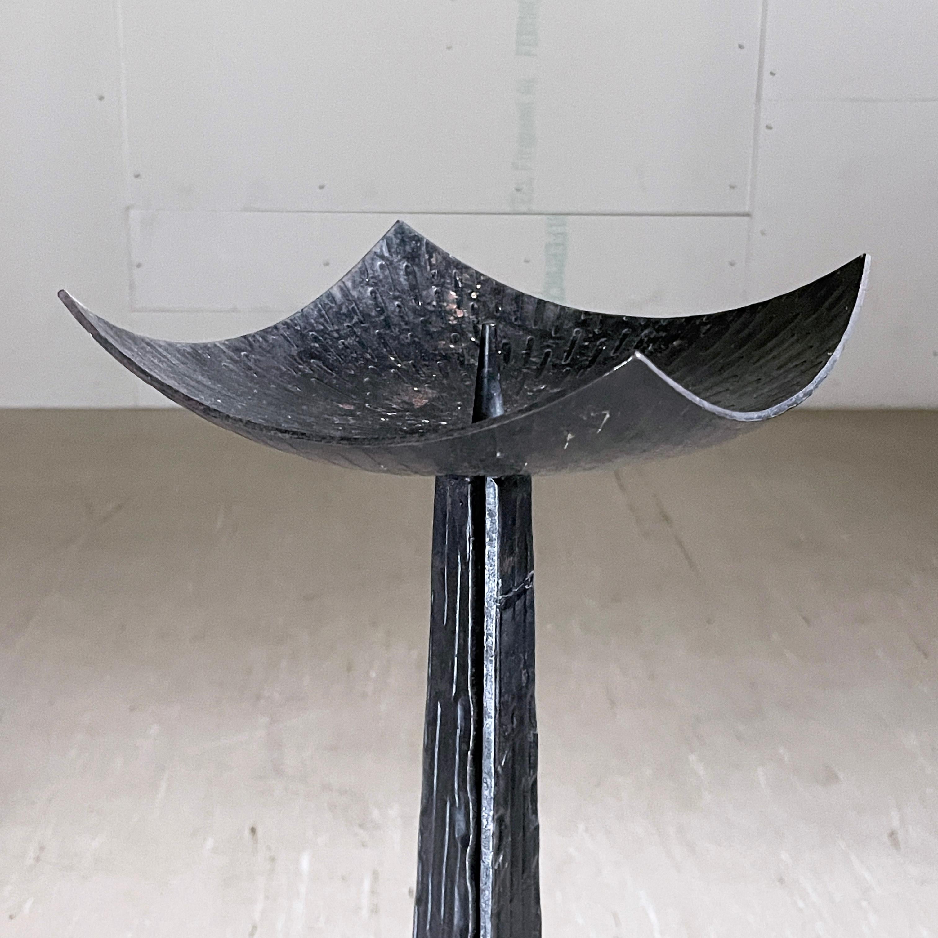 Swiss Brutalist floor standing wrought iron Candle Holder For Sale 3