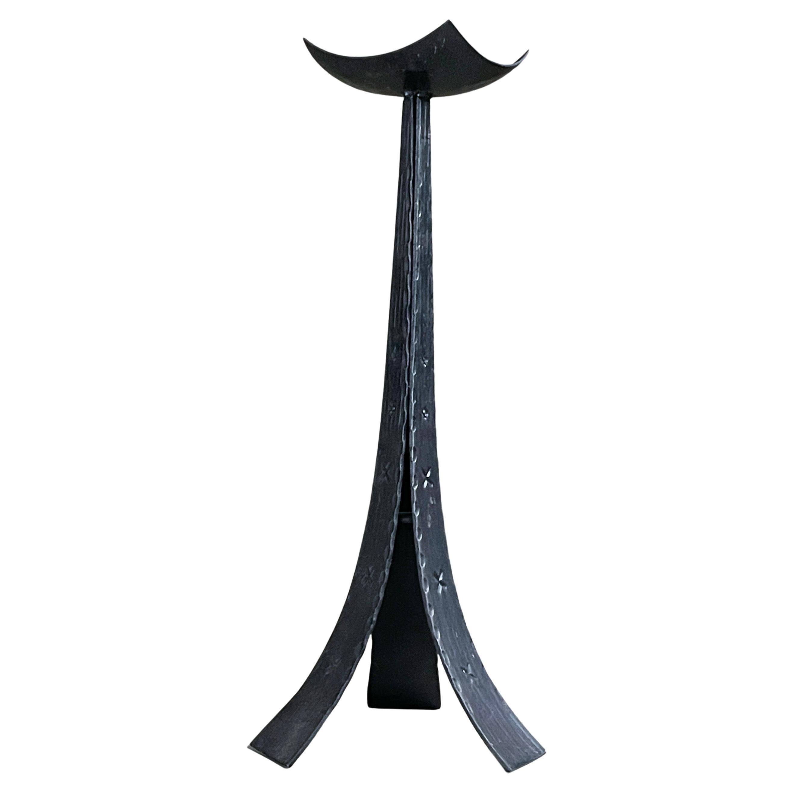 Swiss Brutalist floor standing wrought iron Candle Holder For Sale 9