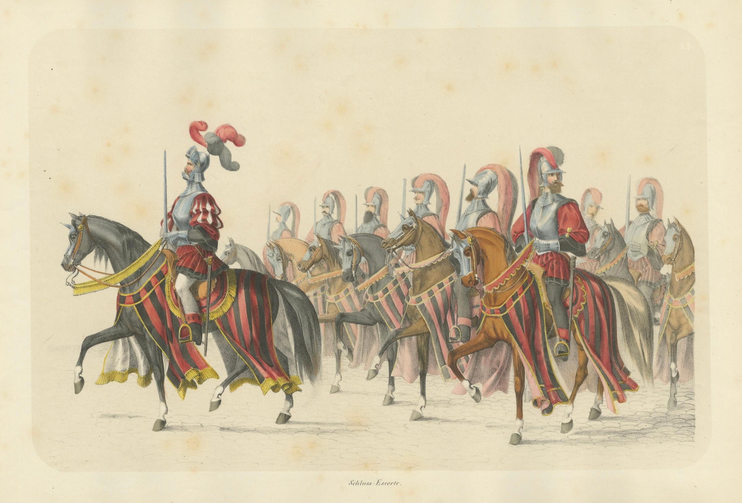 Schweizer Kavallerie-Eskorte in grosser Parade - Berns Beitritt zur Eidgenossenschaft, 1855 im Angebot 1