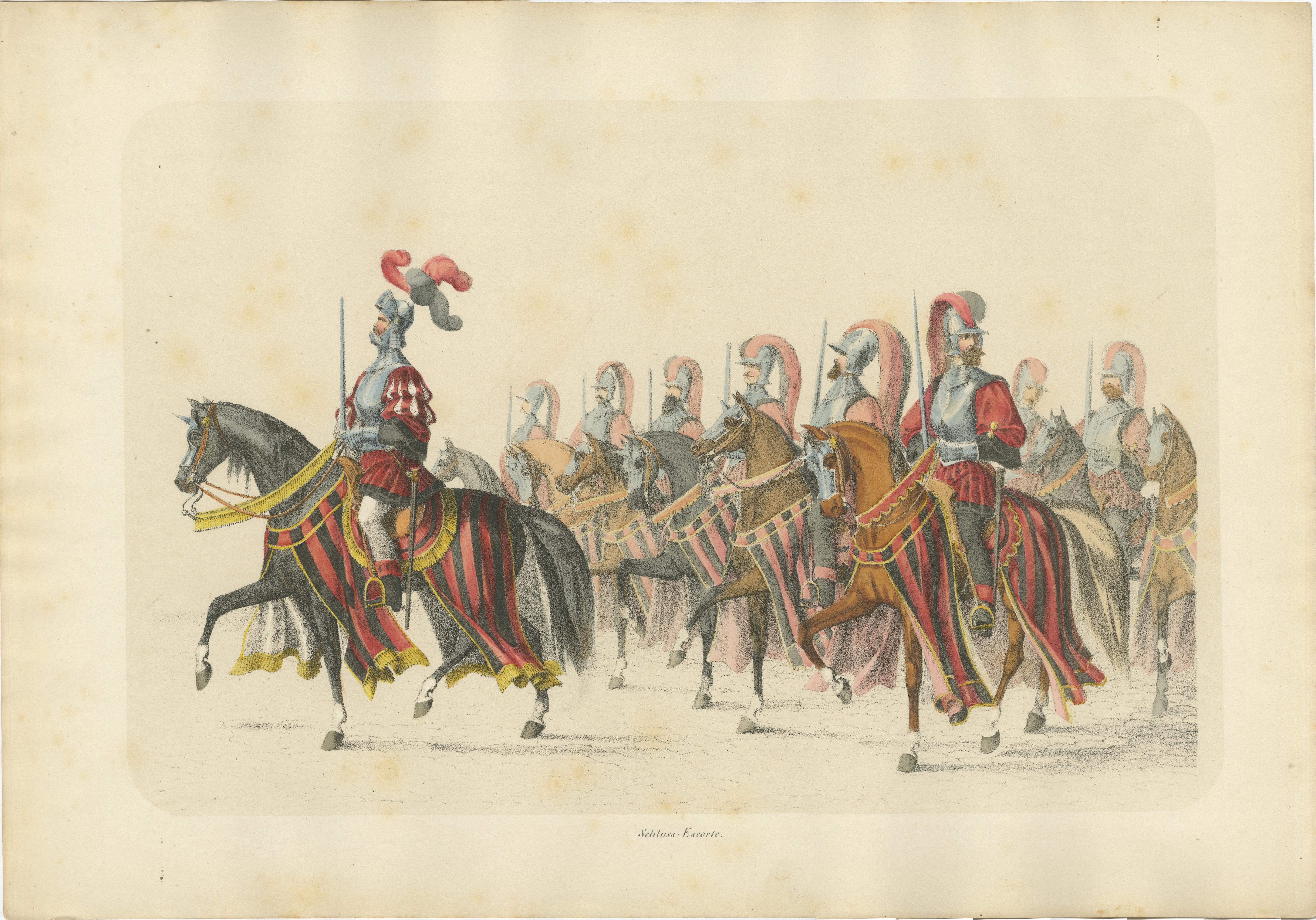 Schweizer Kavallerie-Eskorte in grosser Parade - Berns Beitritt zur Eidgenossenschaft, 1855 im Angebot 2
