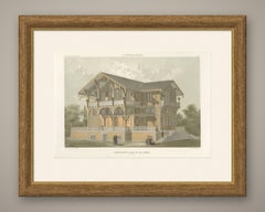 Voliera dello Swiss Chalet, Prospettiva, Stampa di architettura olandese, Leliman, 1865-1866