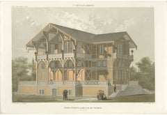 Voliera dello Swiss Chalet, Prospettiva, Stampa di architettura olandese, Leliman, 1865-1866