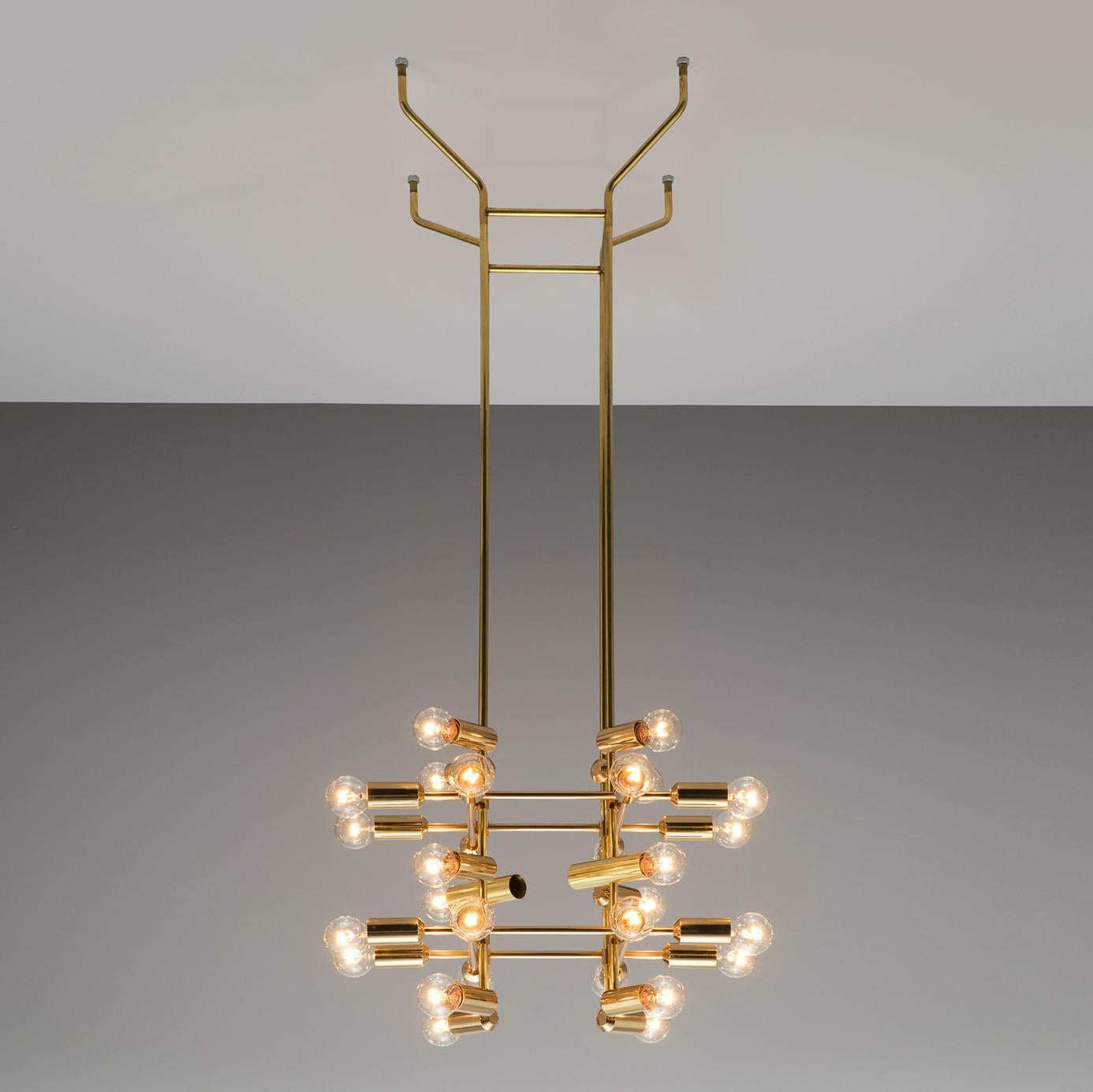 Mid-Century Modern Swiss Chandelier in Brass