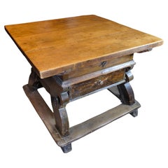 Antique Swiss Cheeseboard in Oak wood with a Secret Room from the 1720s