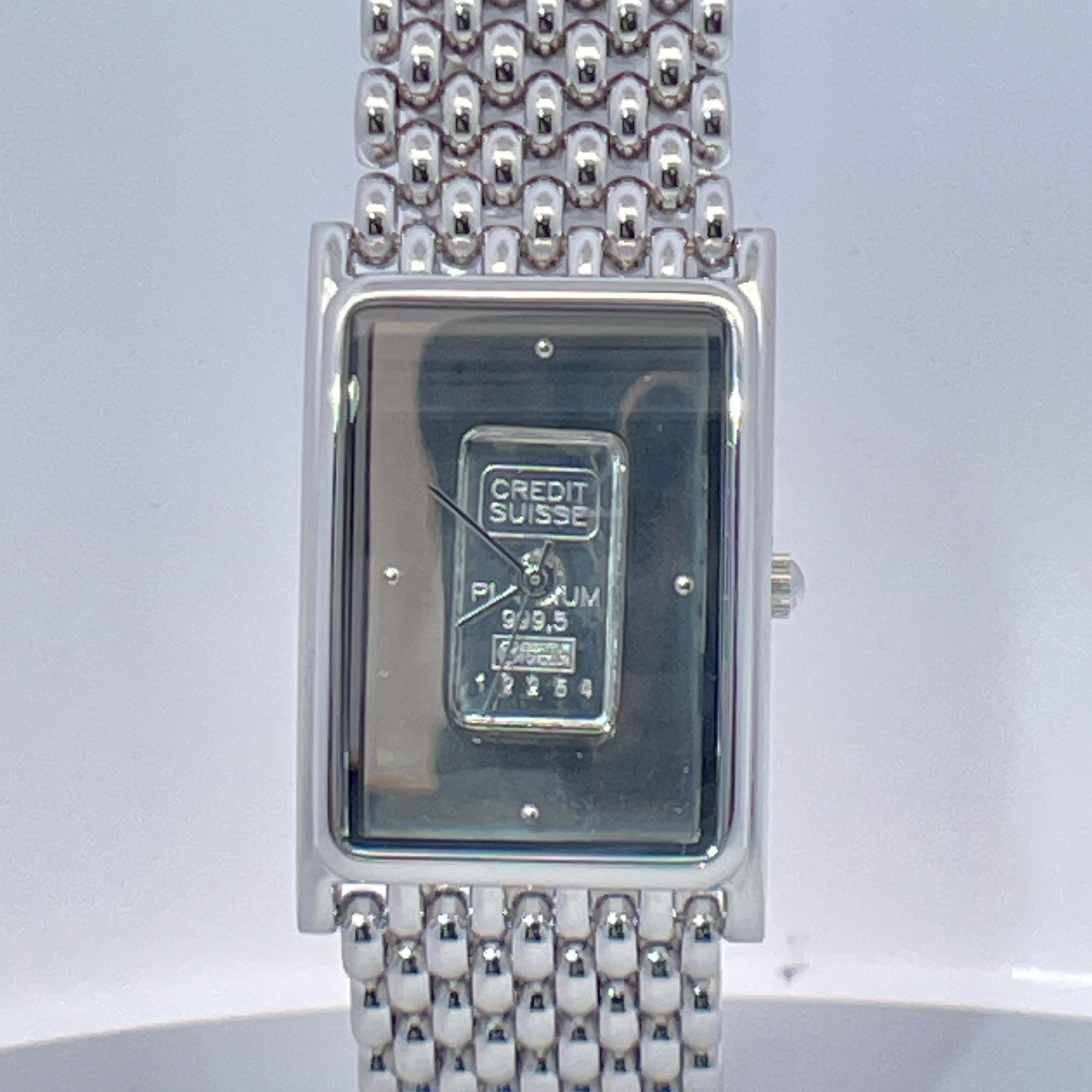 Modern Swiss Credit Suisse 1g 999.5 Purity Platinum Ingot Classic Watch For Sale